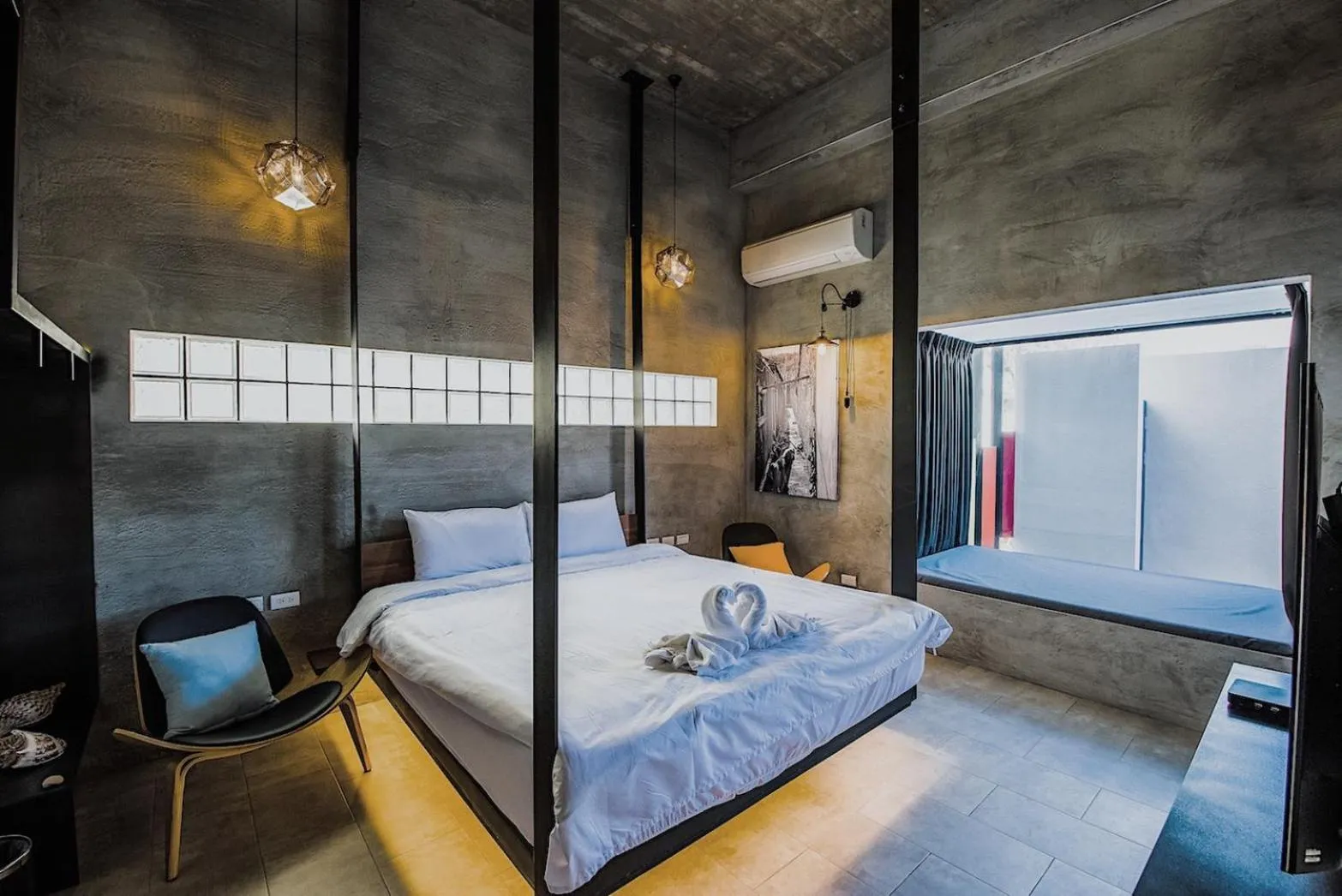 Bed in Color Coral Boutique Hotel