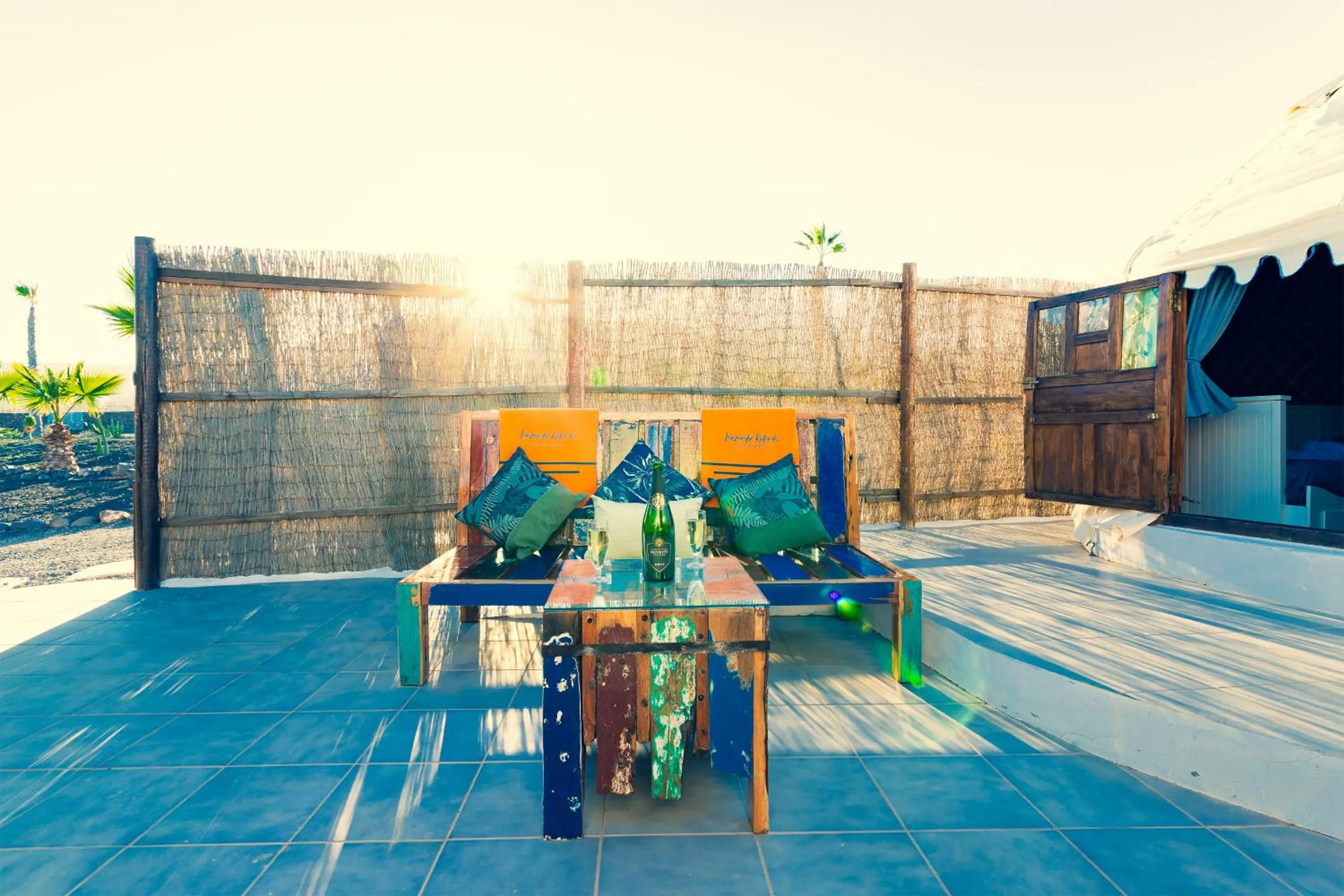 Balcony/Terrace in Finca De Arrieta Village - Yurts and Stone Cottages - Shared Pool - Walking distance to Arrieta Beach - Off Grid