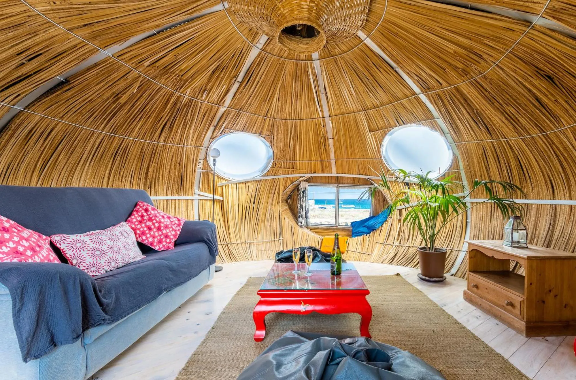 Living room in Finca De Arrieta Village - Yurts and Stone Cottages - Shared Pool - Walking distance to Arrieta Beach - Off Grid