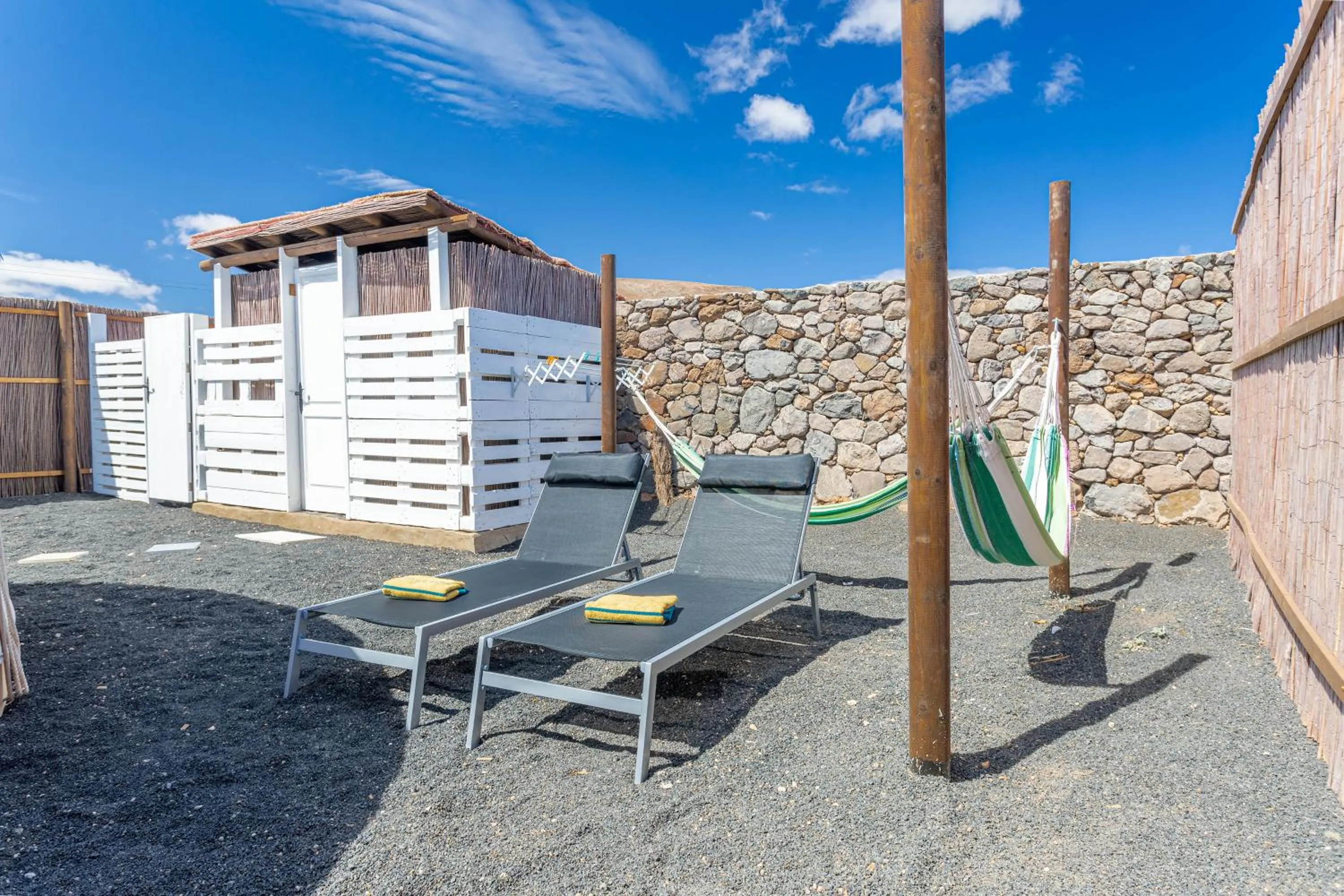 Shower in Finca De Arrieta Village - Yurts and Stone Cottages - Shared Pool - Walking distance to Arrieta Beach - Off Grid