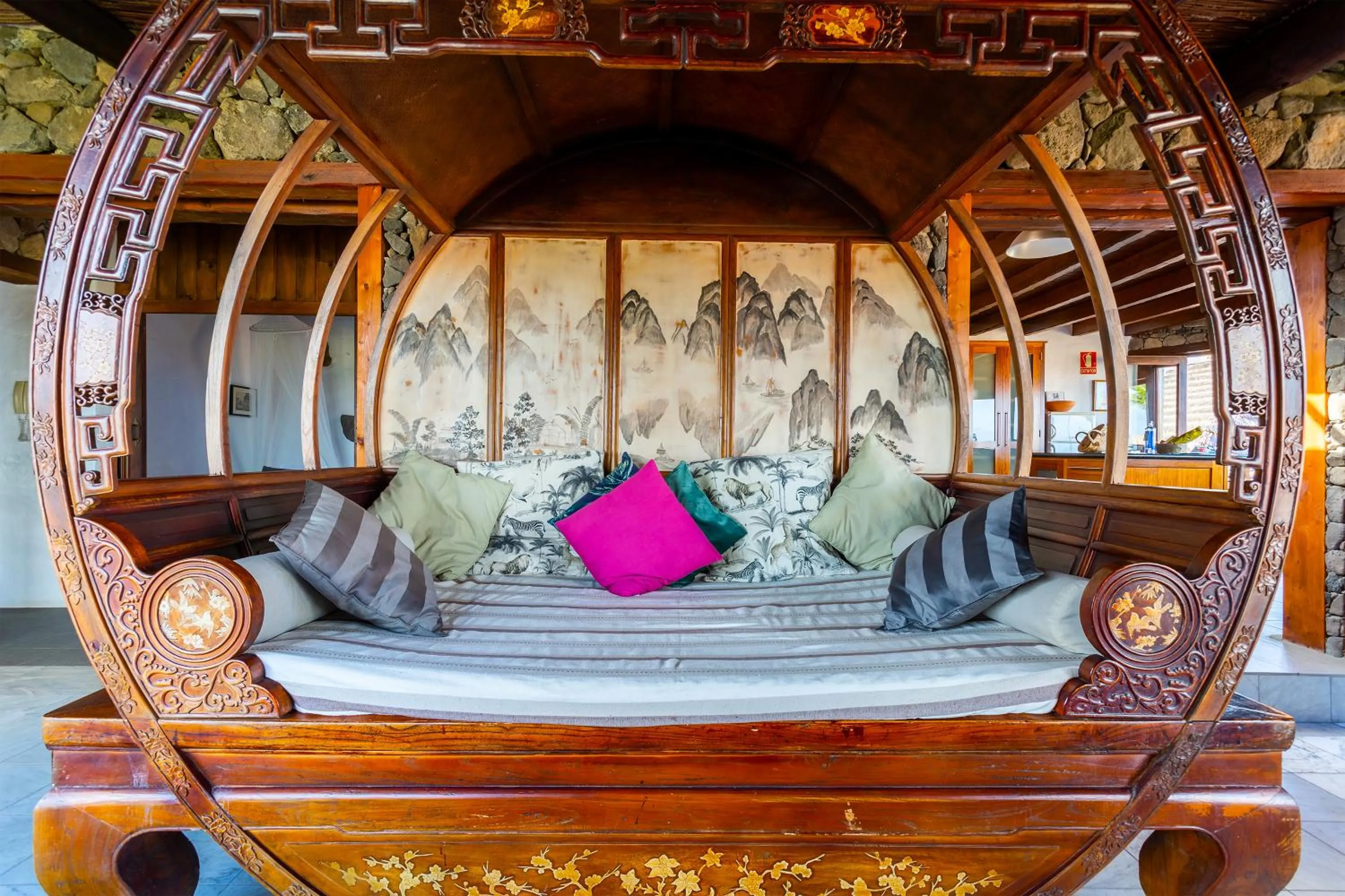 Seating area in Finca De Arrieta Village - Yurts and Stone Cottages - Shared Pool - Walking distance to Arrieta Beach - Off Grid