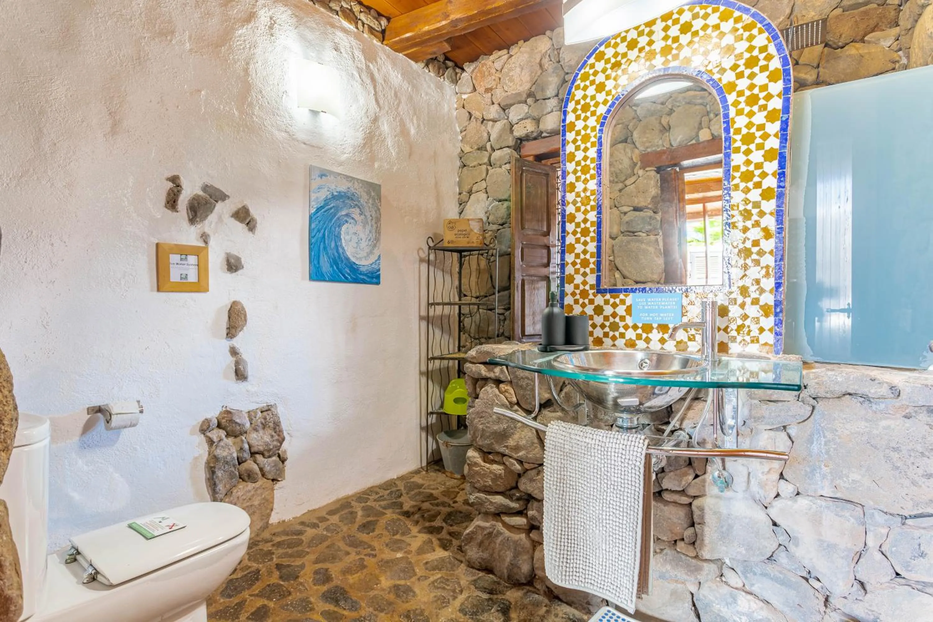 Shower in Finca De Arrieta Village - Yurts and Stone Cottages - Shared Pool - Walking distance to Arrieta Beach - Off Grid
