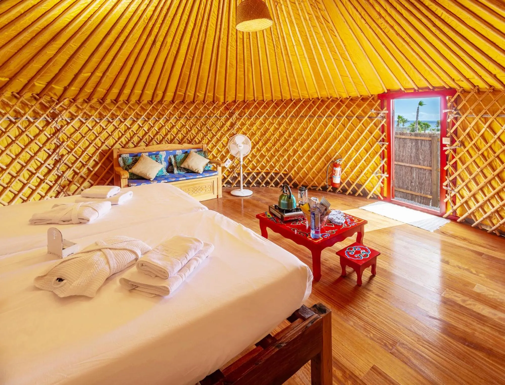 Bed in Finca De Arrieta Village - Yurts and Stone Cottages - Shared Pool - Walking distance to Arrieta Beach - Off Grid