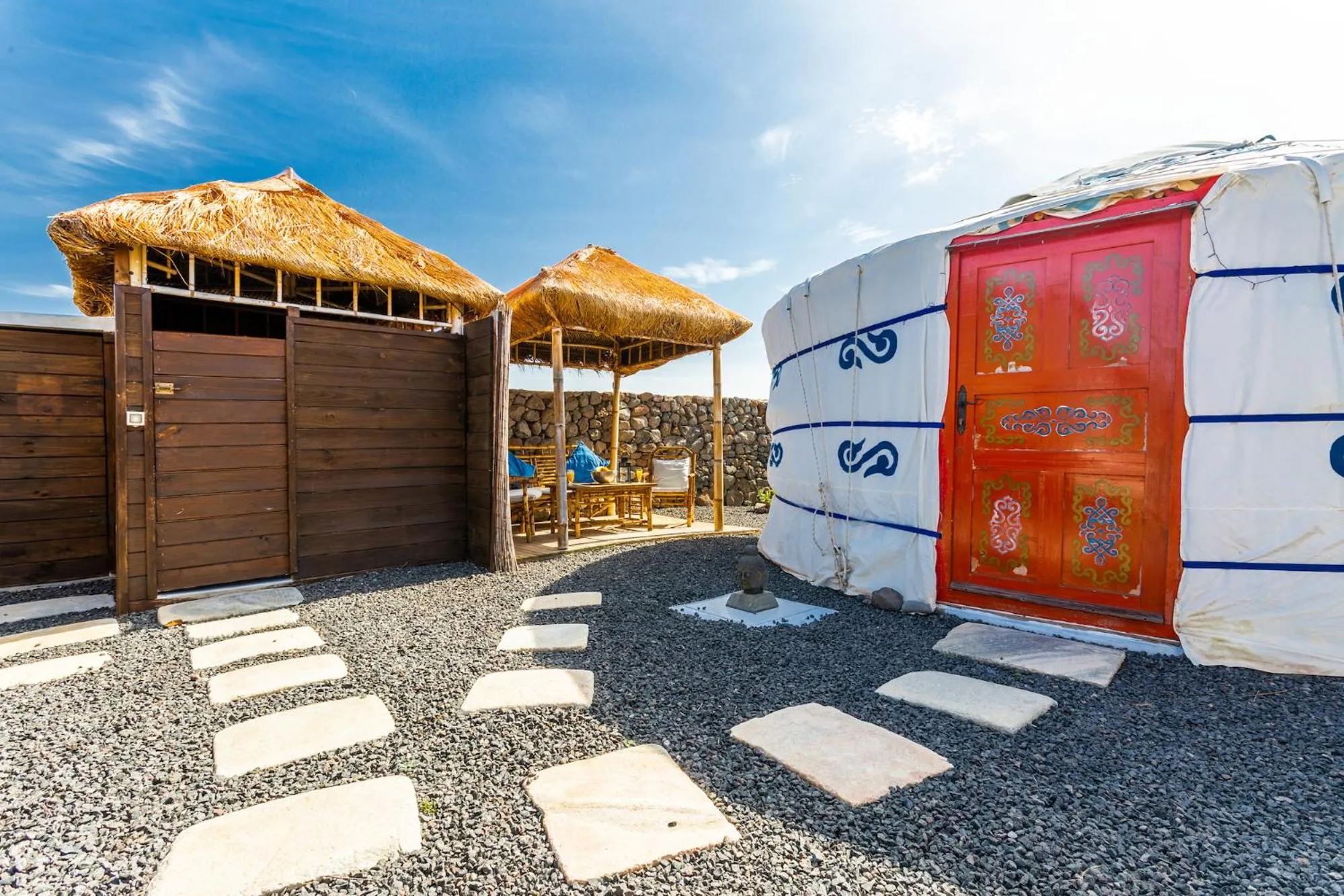 Shower in Finca De Arrieta Village - Yurts and Stone Cottages - Shared Pool - Walking distance to Arrieta Beach - Off Grid
