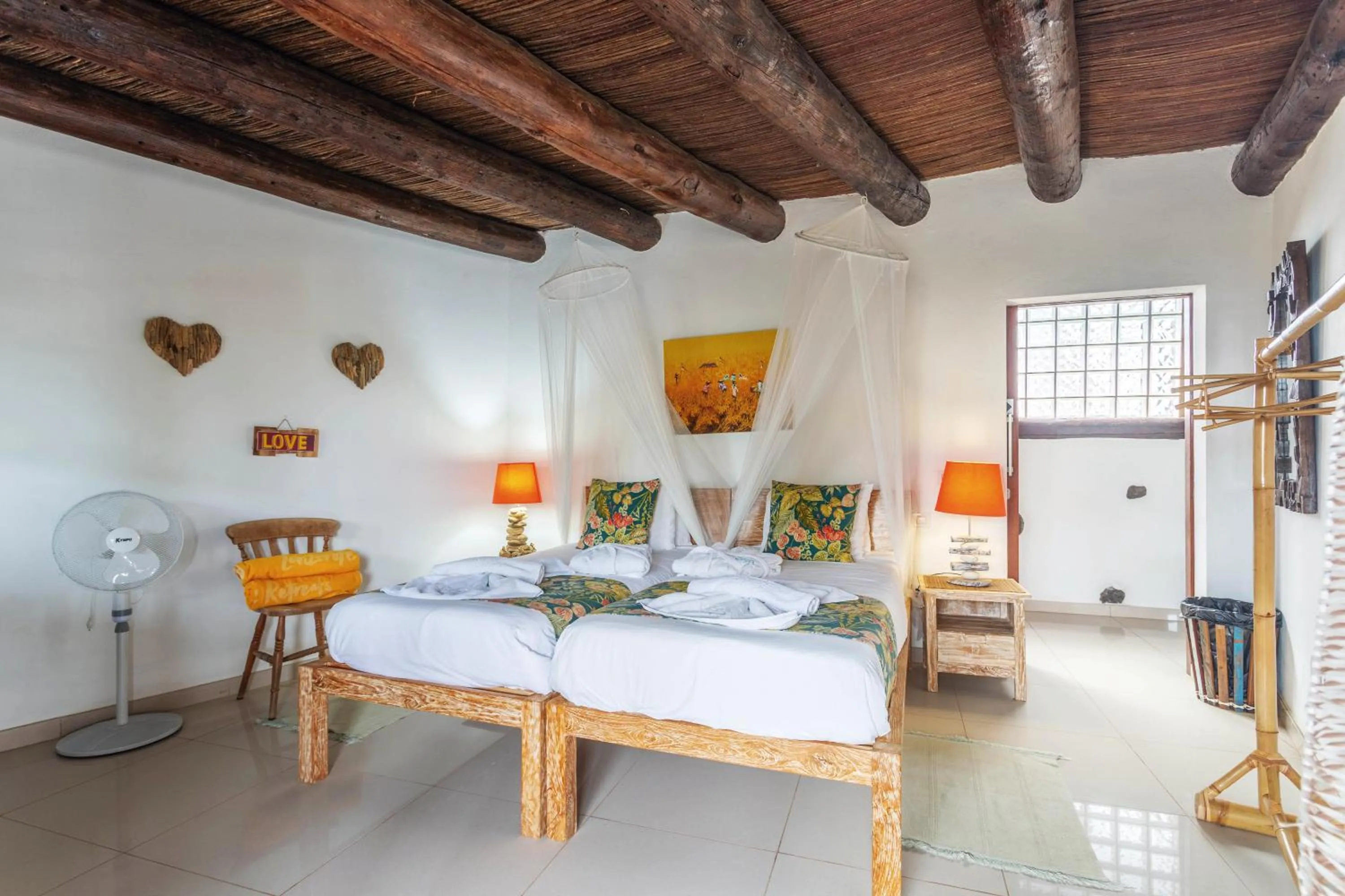 Bedroom, Bed in Finca De Arrieta Village - Yurts and Stone Cottages - Shared Pool - Walking distance to Arrieta Beach - Off Grid