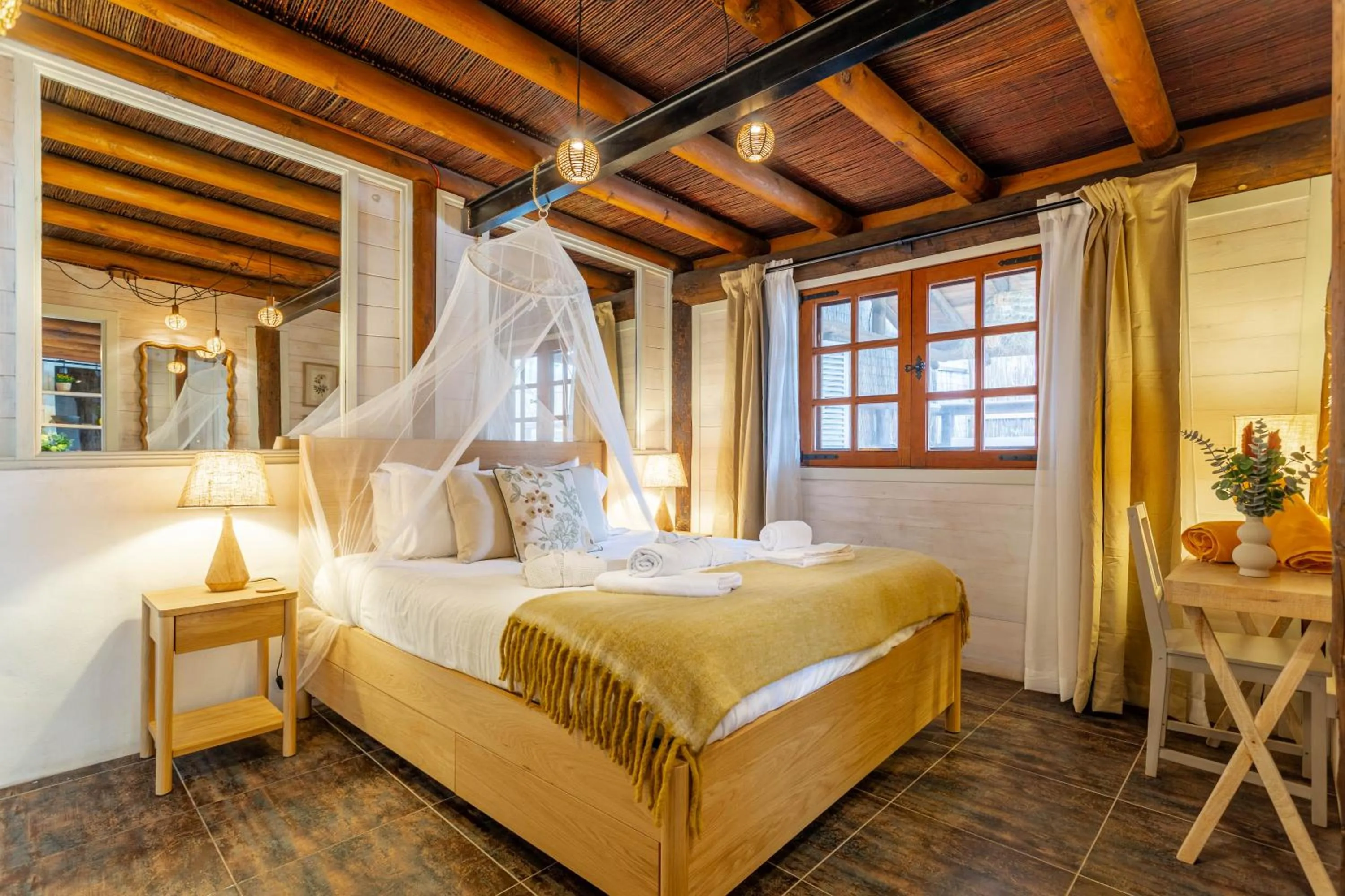 Bedroom, Bed in Finca De Arrieta Village - Yurts and Stone Cottages - Shared Pool - Walking distance to Arrieta Beach - Off Grid