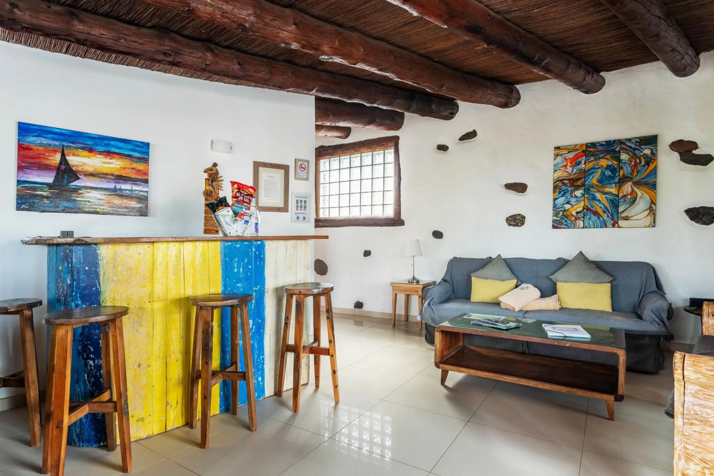 Living room in Finca De Arrieta Village - Yurts and Stone Cottages - Shared Pool - Walking distance to Arrieta Beach - Off Grid
