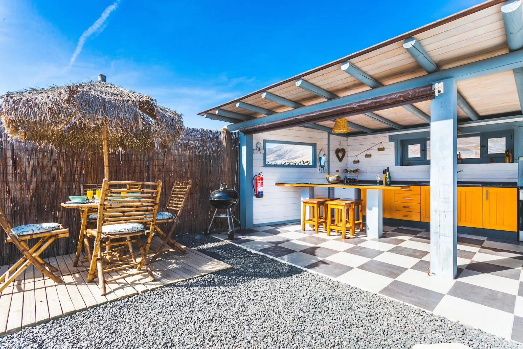 kitchen in Finca De Arrieta Village - Yurts and Stone Cottages - Shared Pool - Walking distance to Arrieta Beach - Off Grid