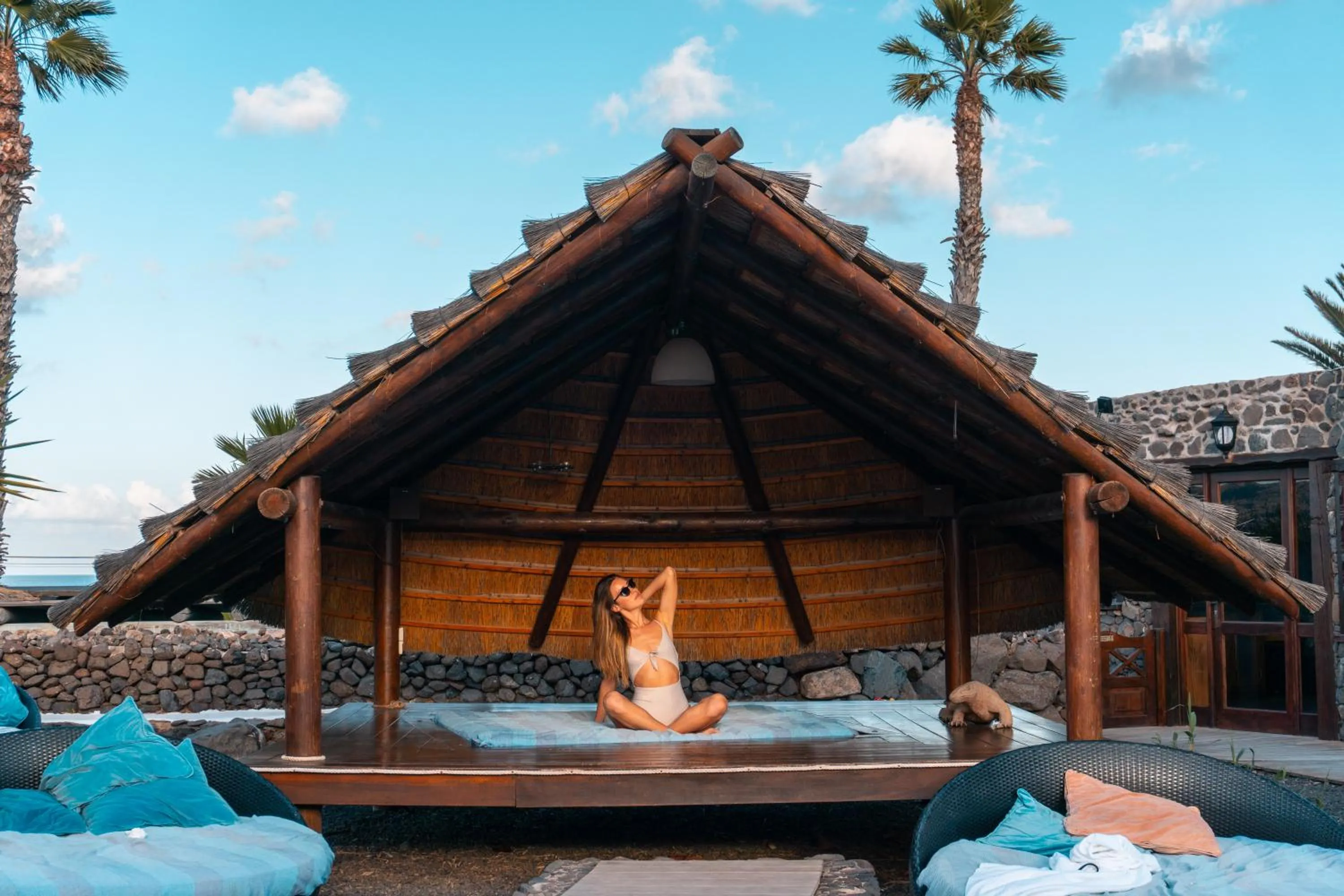 People in Finca De Arrieta Village - Yurts and Stone Cottages - Shared Pool - Walking distance to Arrieta Beach - Off Grid