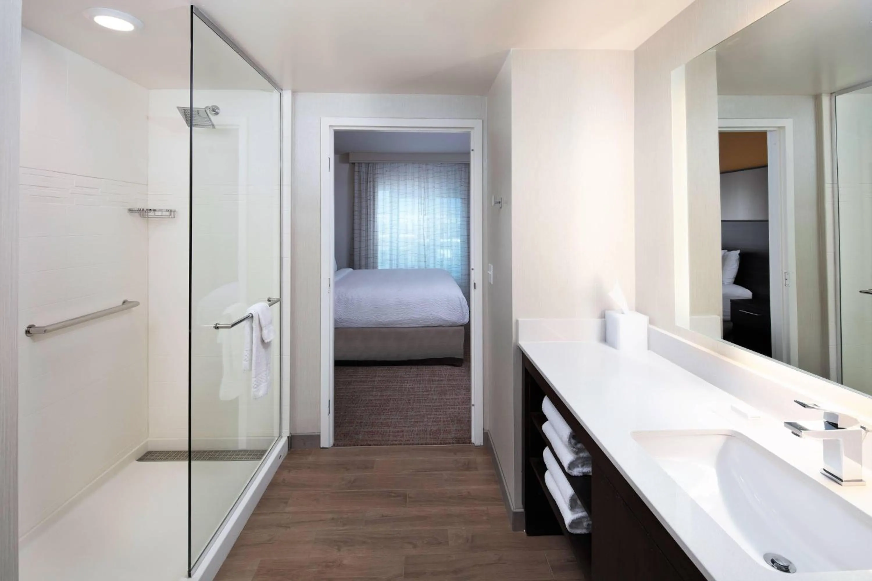 Bathroom, Bed in Residence Inn by Marriott San Jose Cupertino