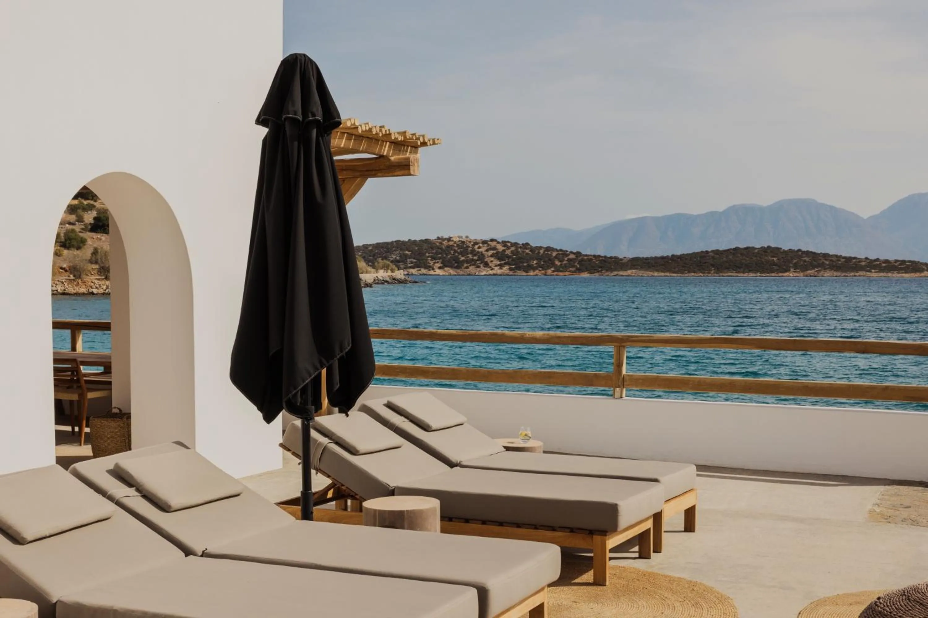 Balcony/Terrace in Minos Beach Art Hotel, a Member of Design Hotels