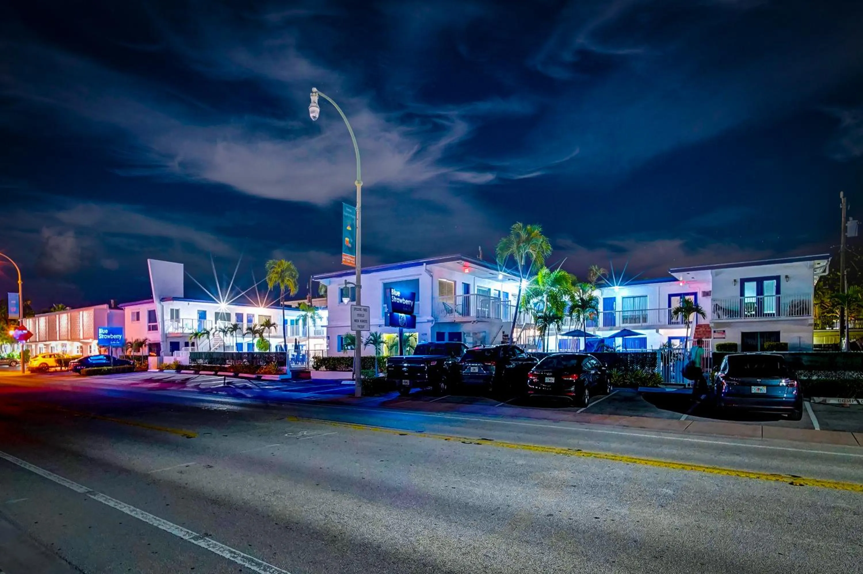 Night in Blue Strawberry by the Sea