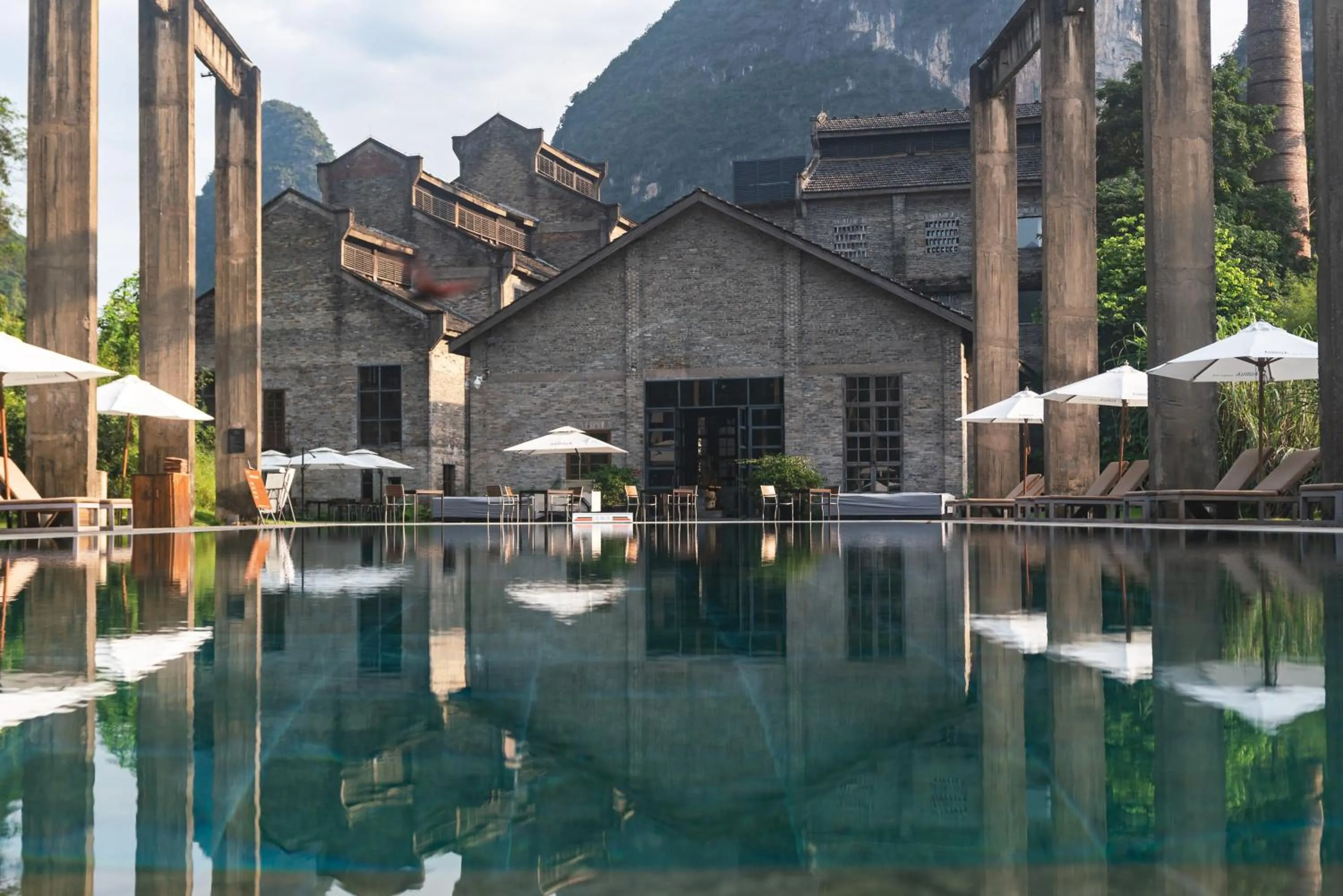 Swimming pool in Yangshuo Sugar House