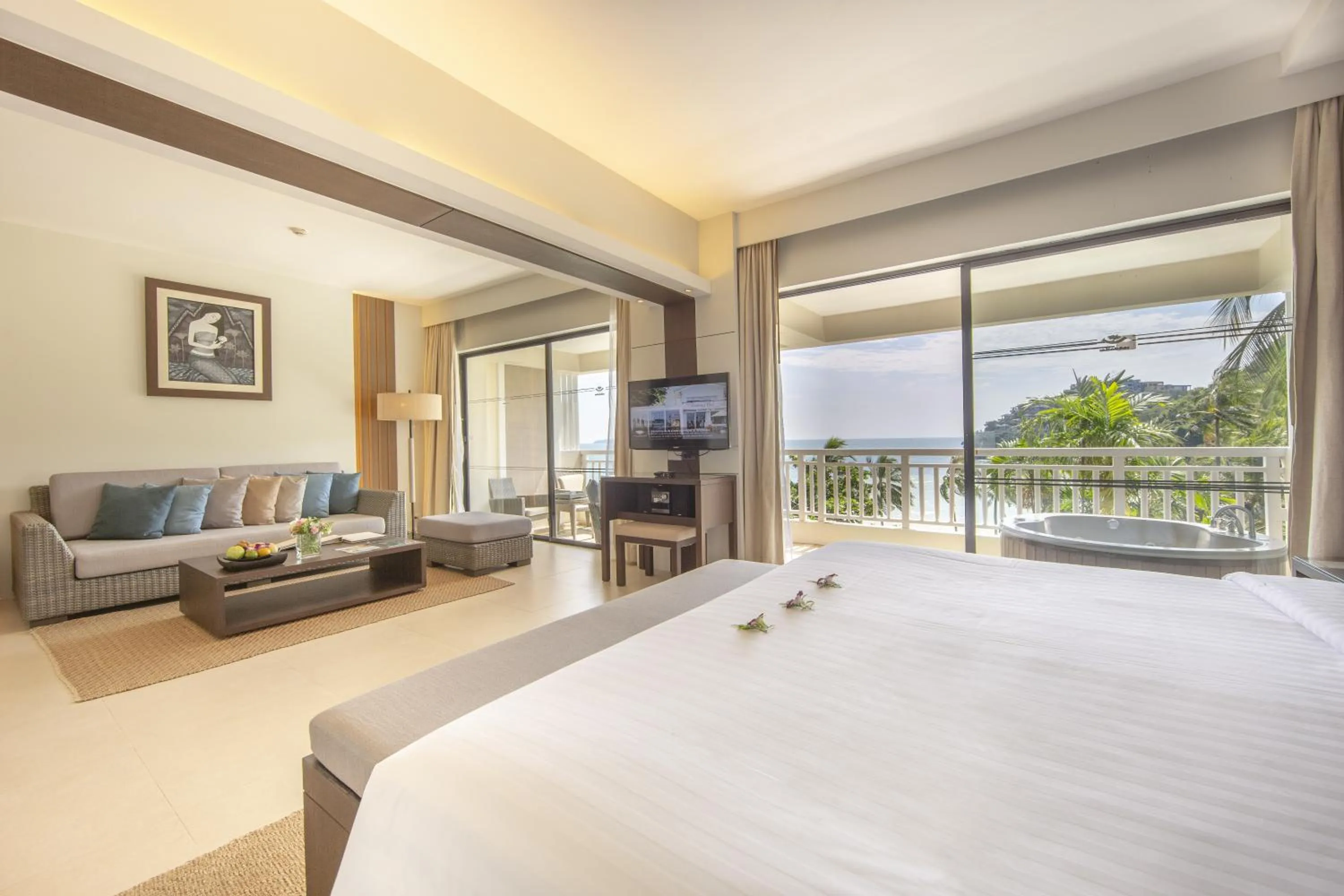 View (from property/room), Bed in Cape Panwa Hotel Phuket