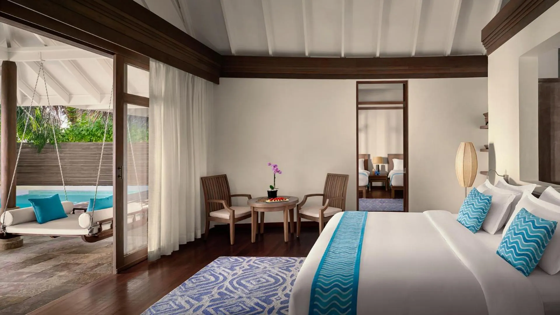 Bed in Anantara Dhigu Maldives Resort