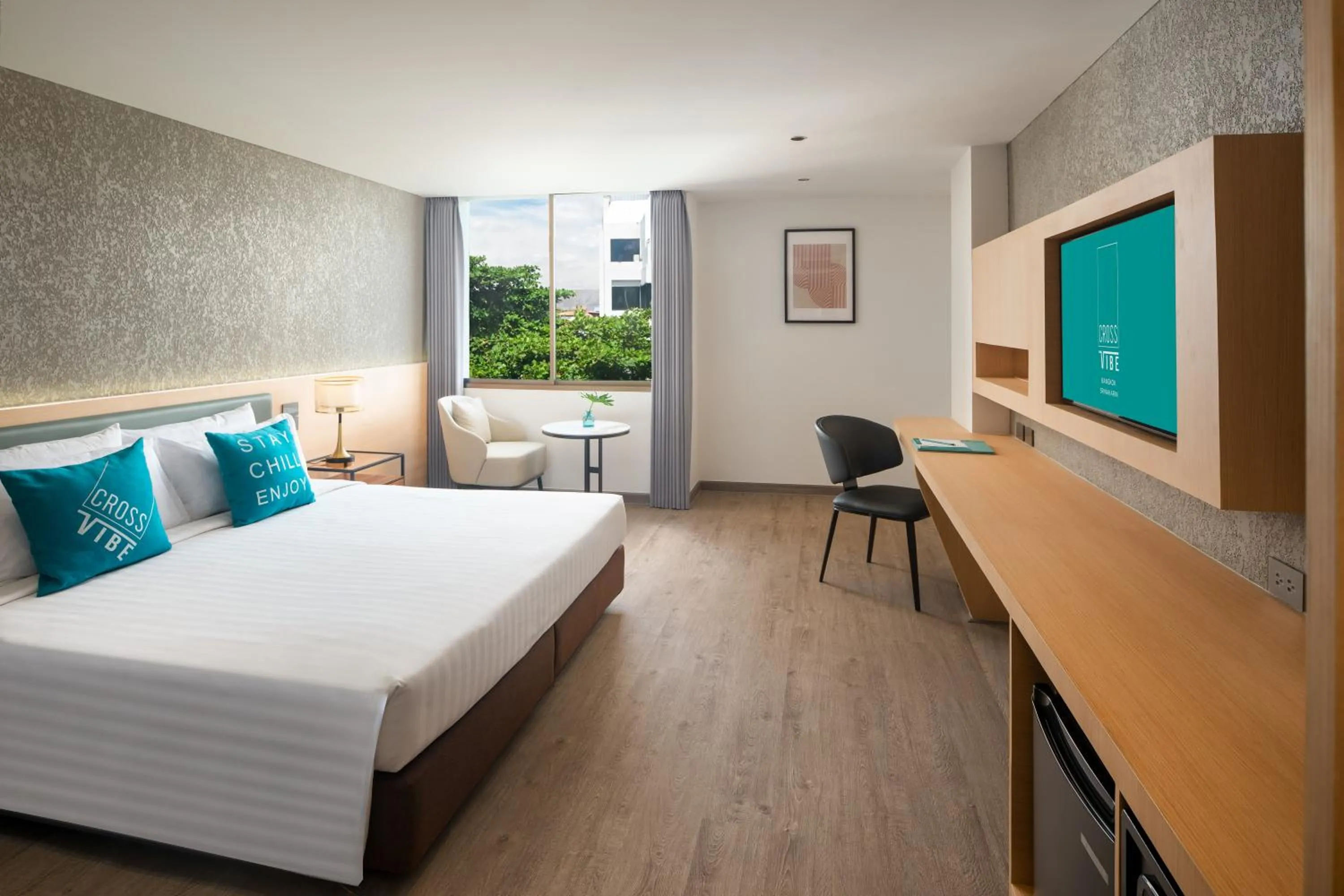 Bed in Cross Vibe Bangkok Srinakarin