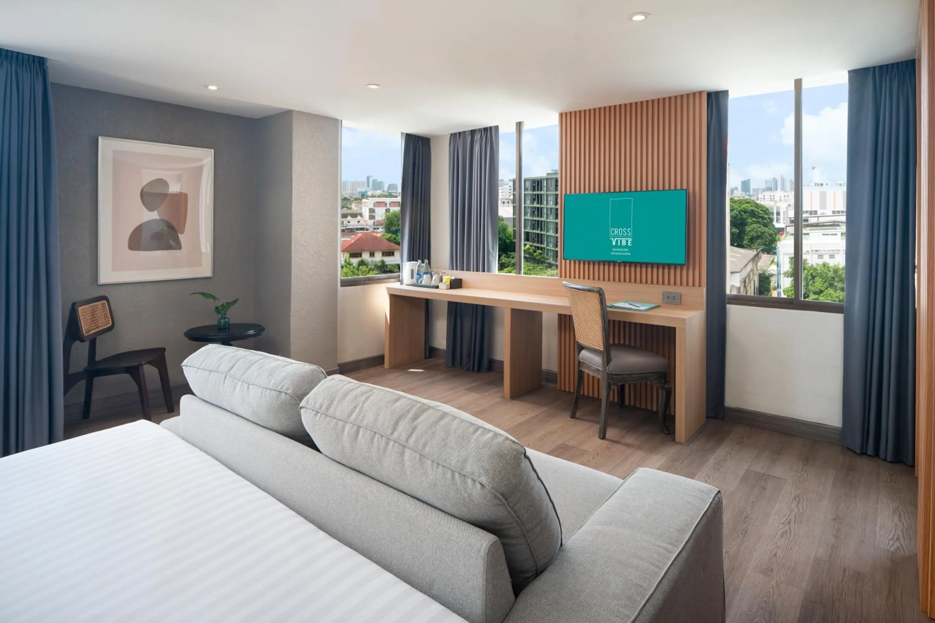 Living room, Bed in Cross Vibe Bangkok Srinakarin