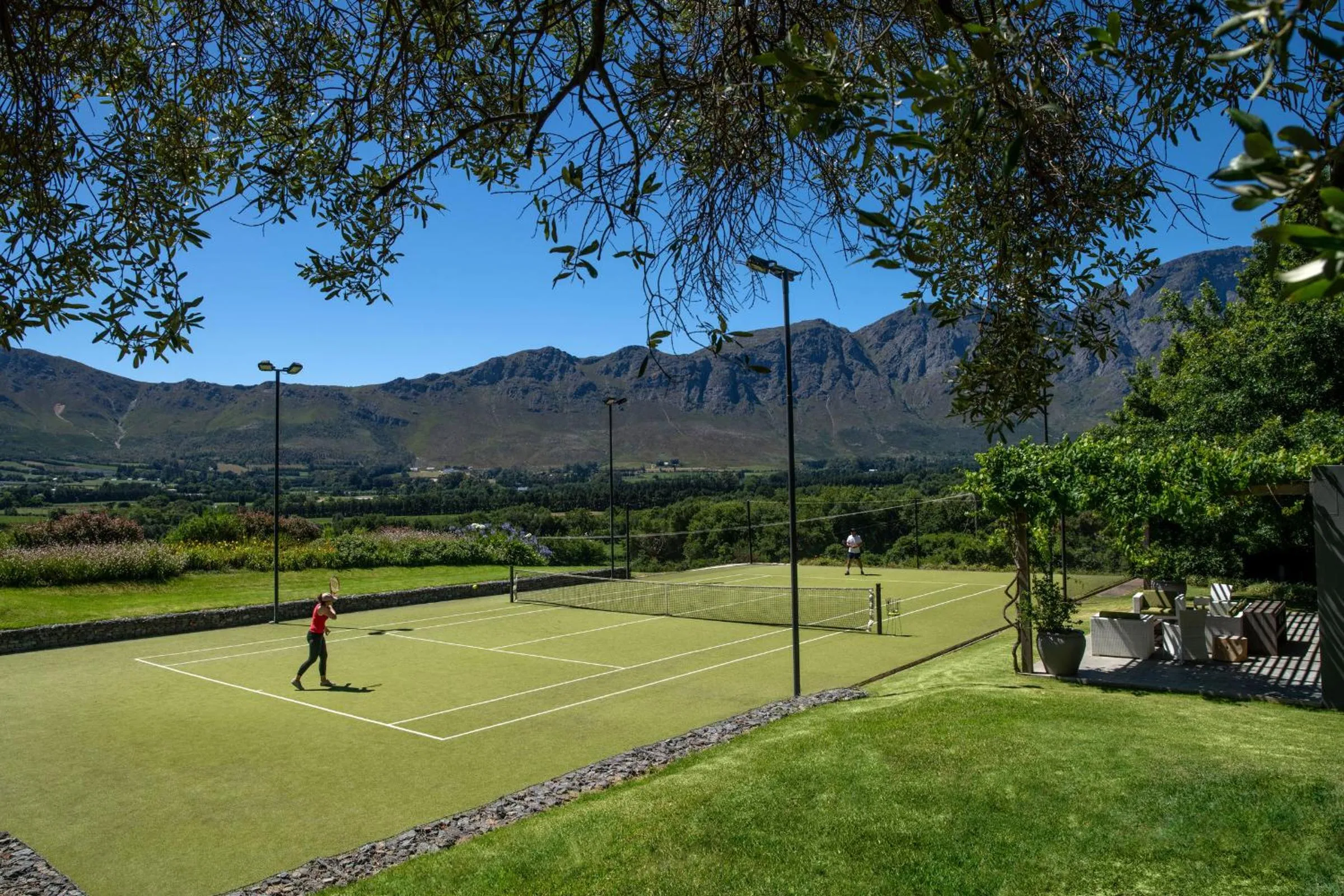 Tennis court in Mont Rochelle Hotel and Vineyard