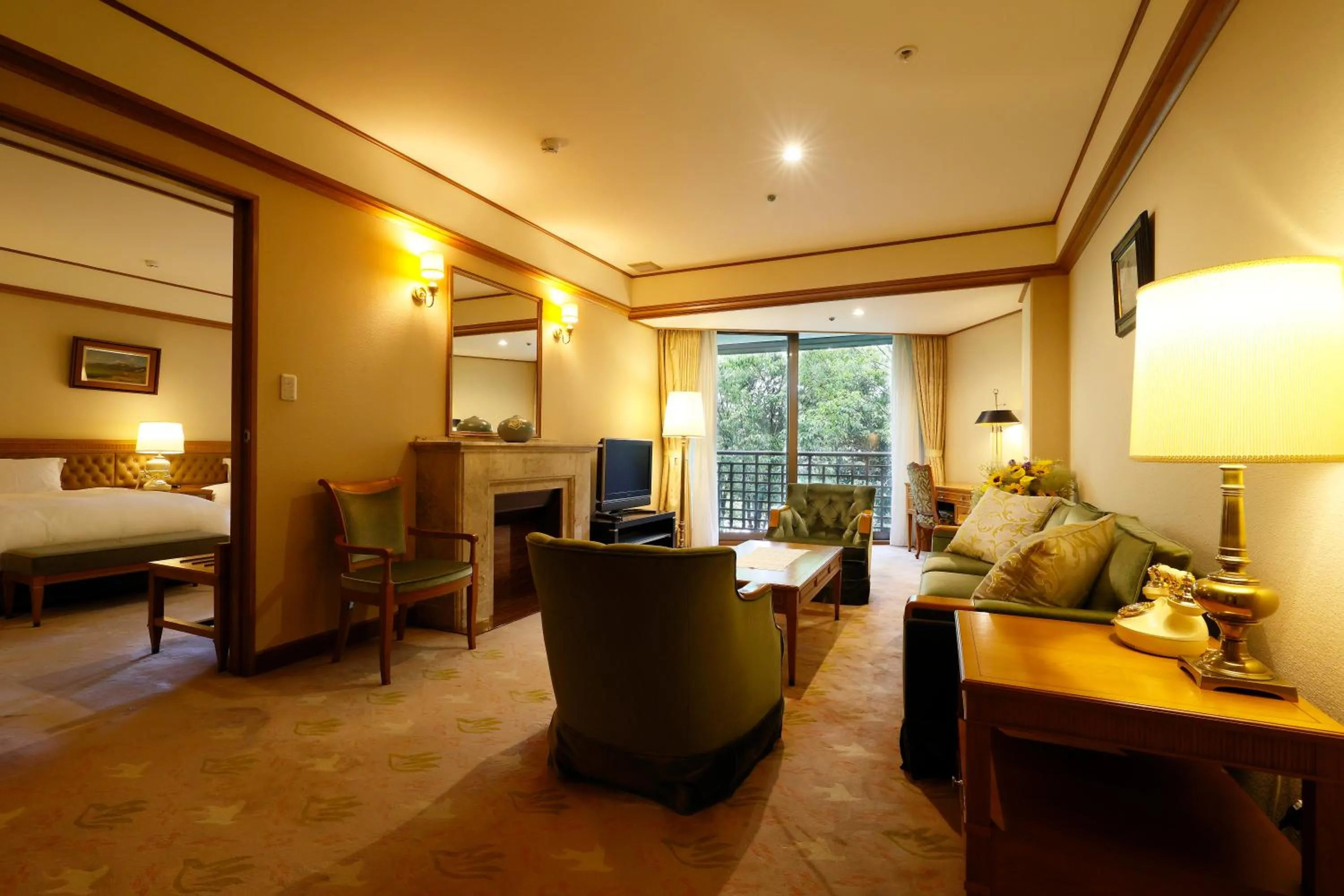 Living room, Bed in Nara Hotel