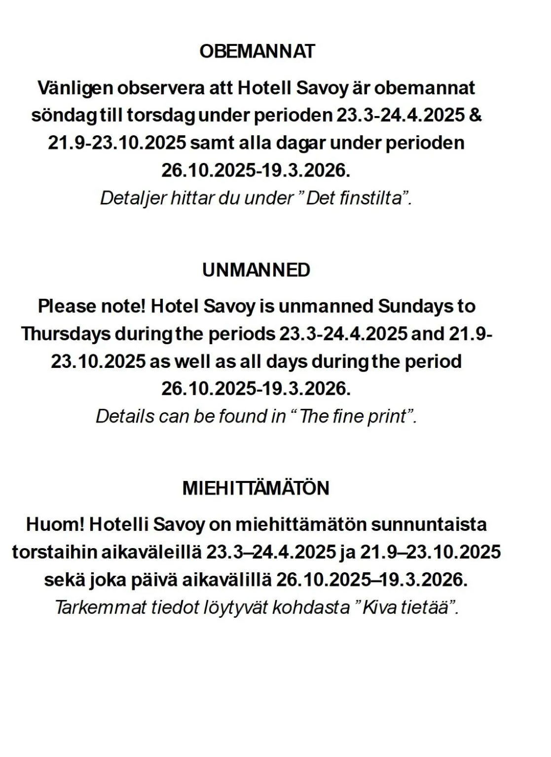 Property building in Hotel Savoy