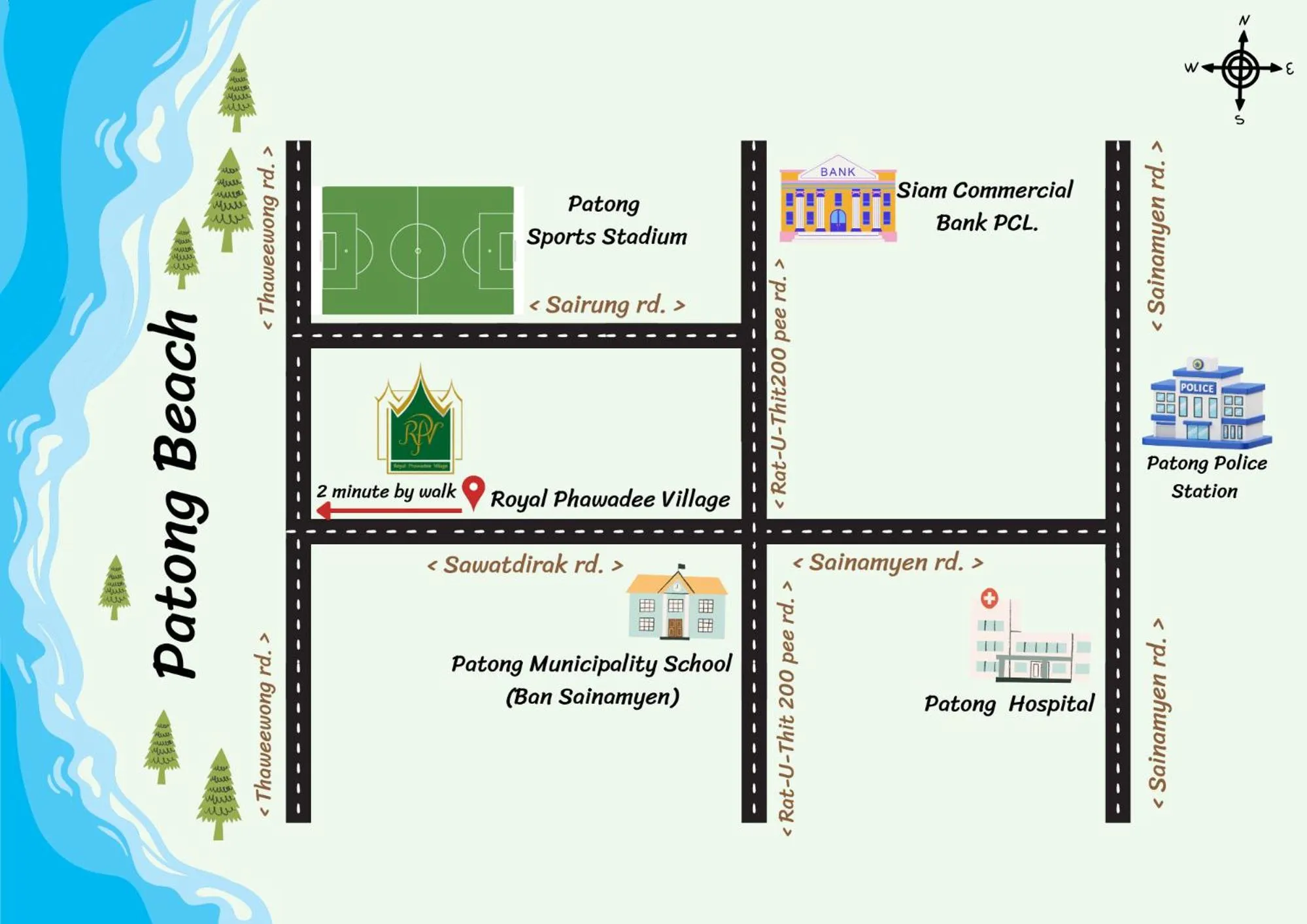 Property building in Royal Phawadee Village Patong - 2 Minutes walk to the beach