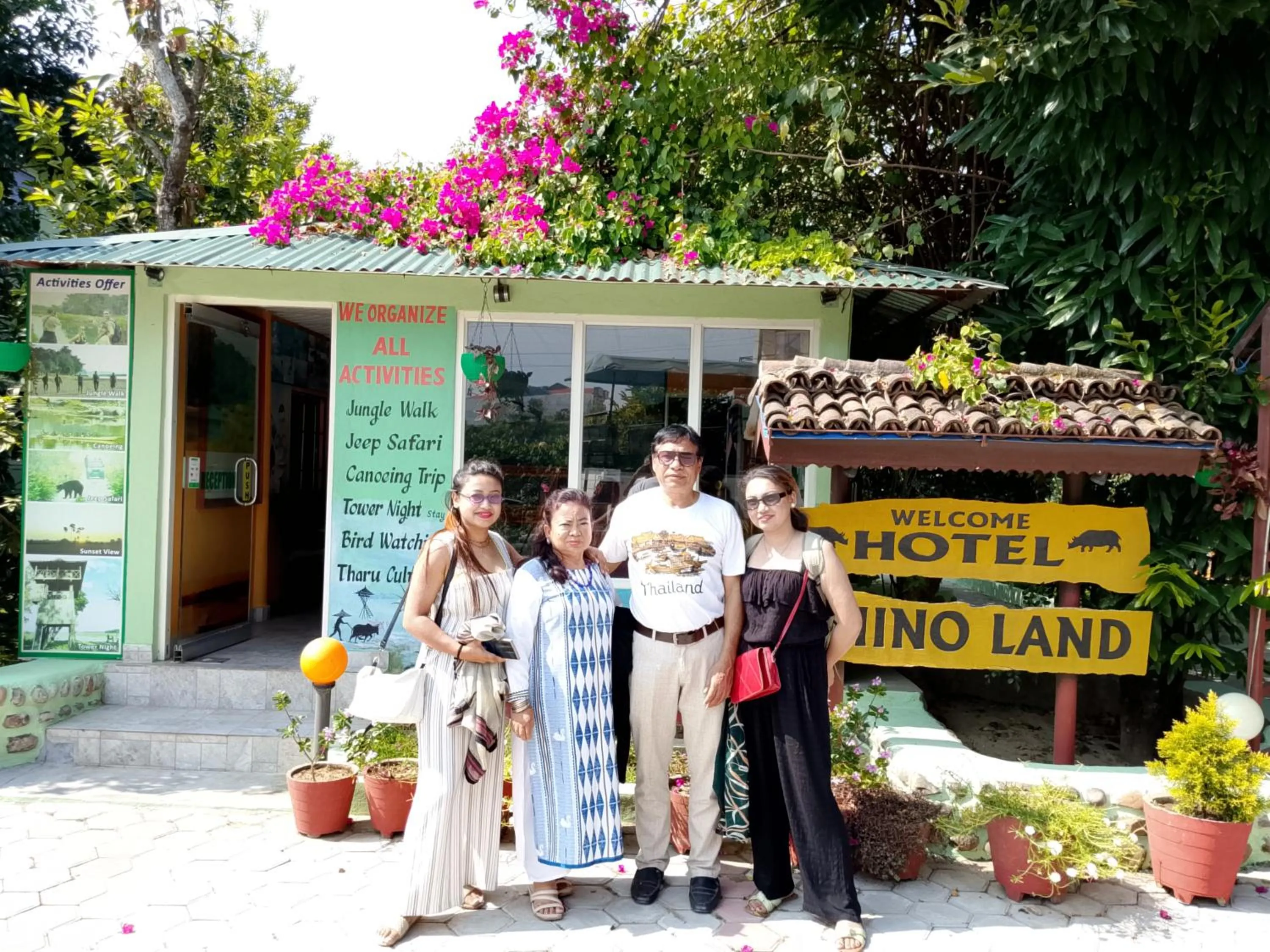 group of guests in Hotel Rhino Land-Sauraha Family Home