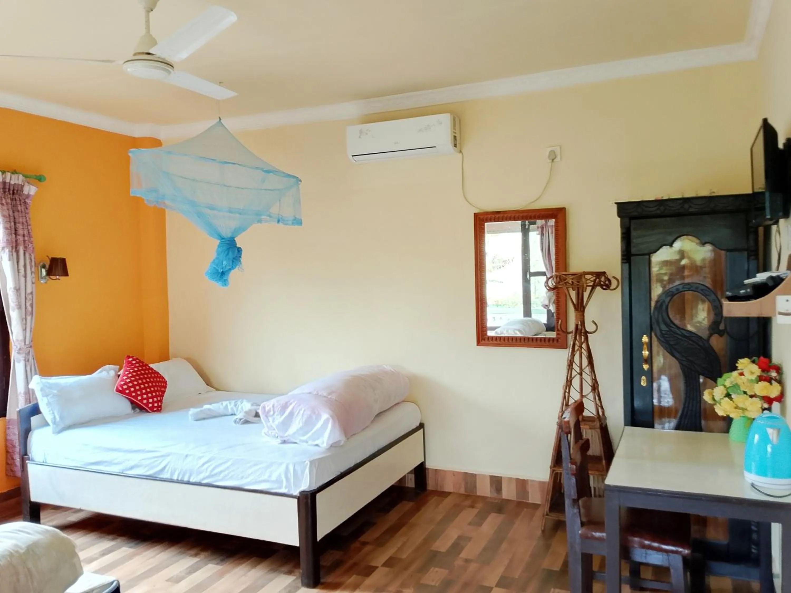 Photo of the whole room, Bed in Hotel Rhino Land-Sauraha Family Home