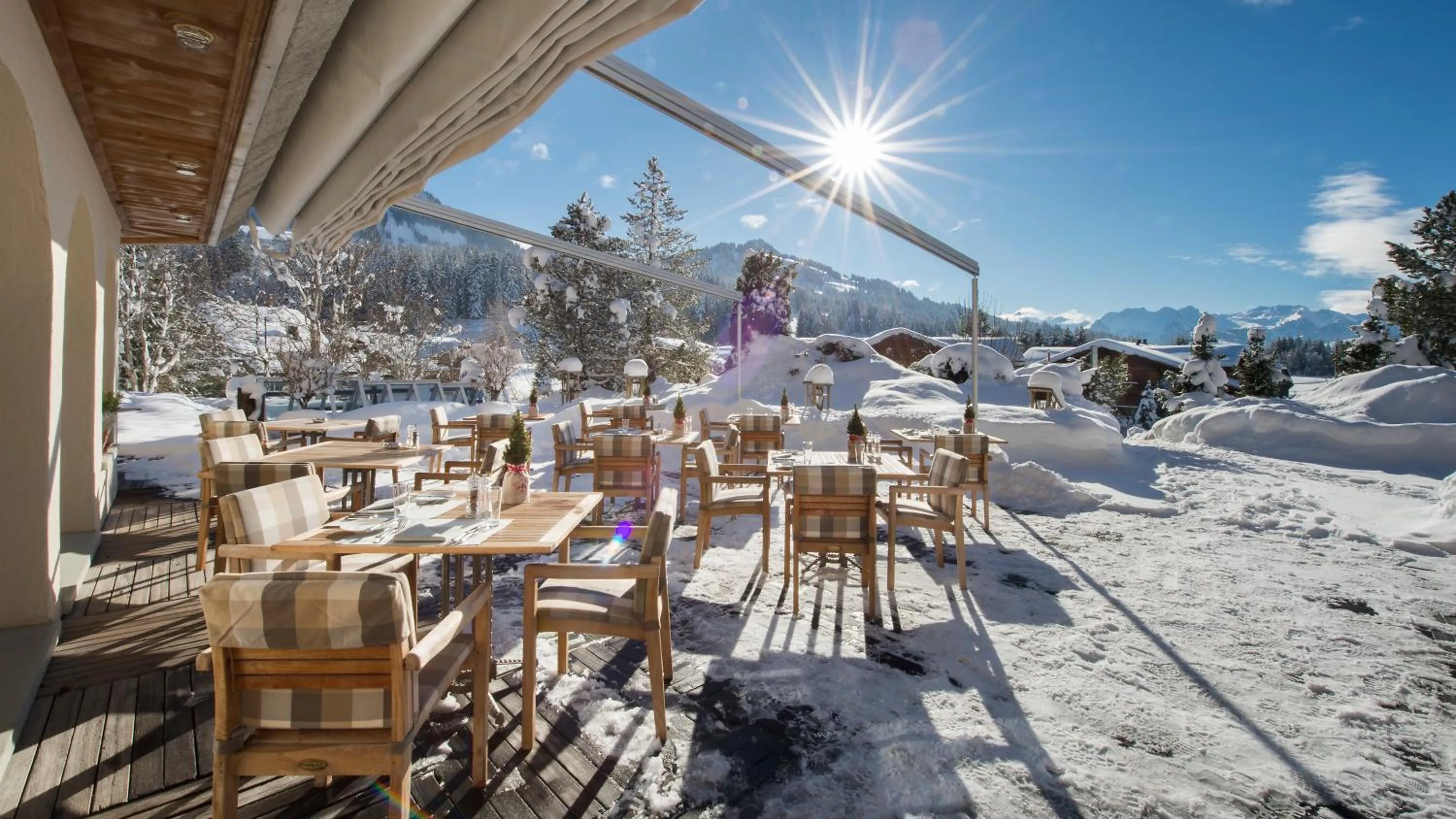 Balcony/Terrace in GOLFHOTEL Les Hauts de Gstaad & SPA