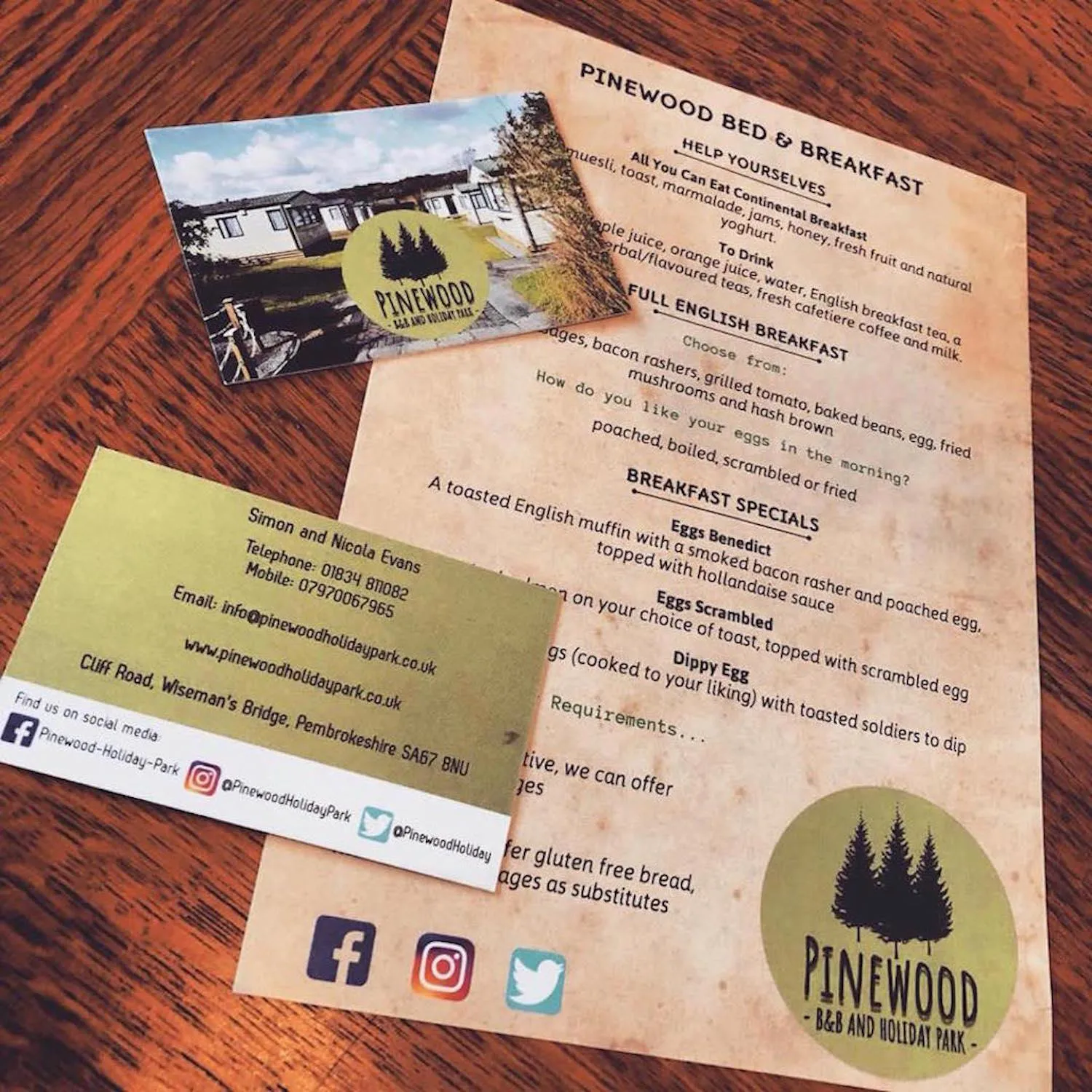 Continental breakfast in Pinewood B&B