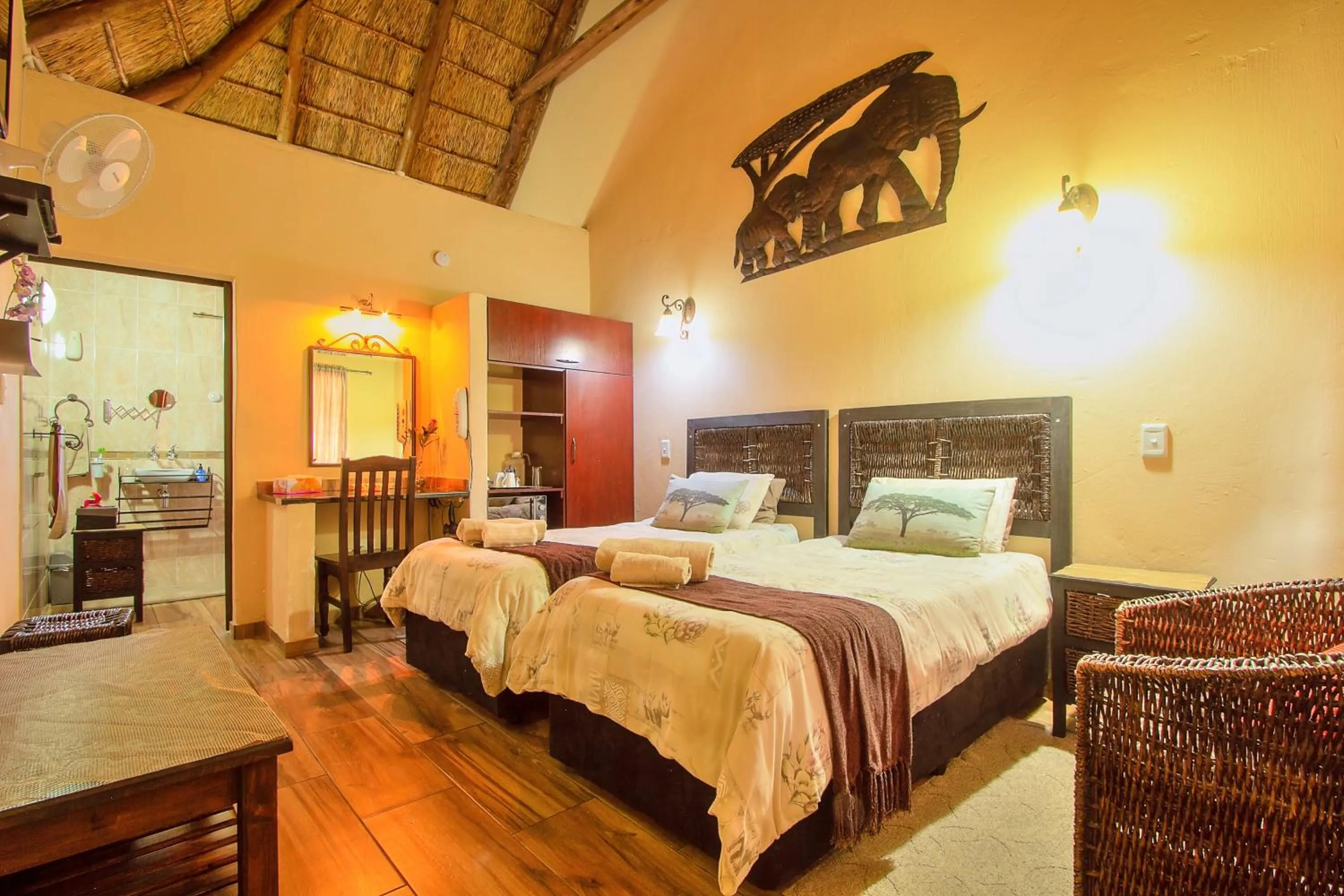 Photo of the whole room, Bed in All over Africa Guest house