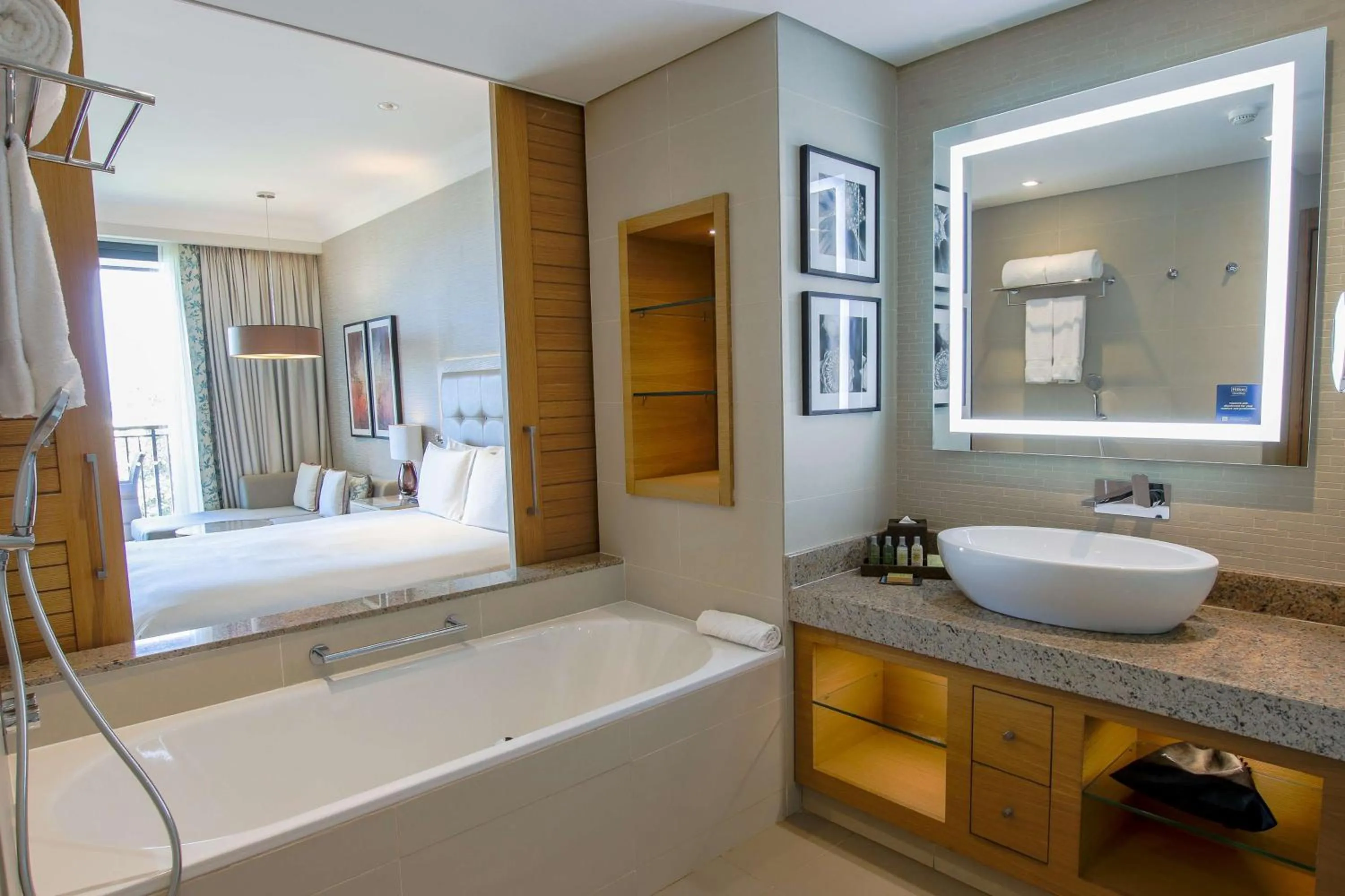 Bathroom, Bed in Hilton Cabo Verde Sal Resort