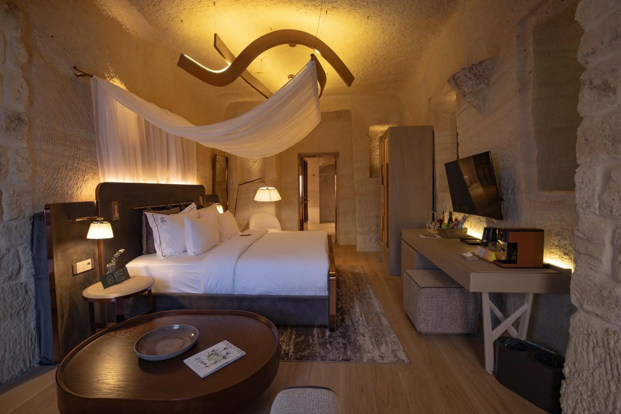 Bedroom, Bed in Avantgarde Refined Caves Of Cappadocia