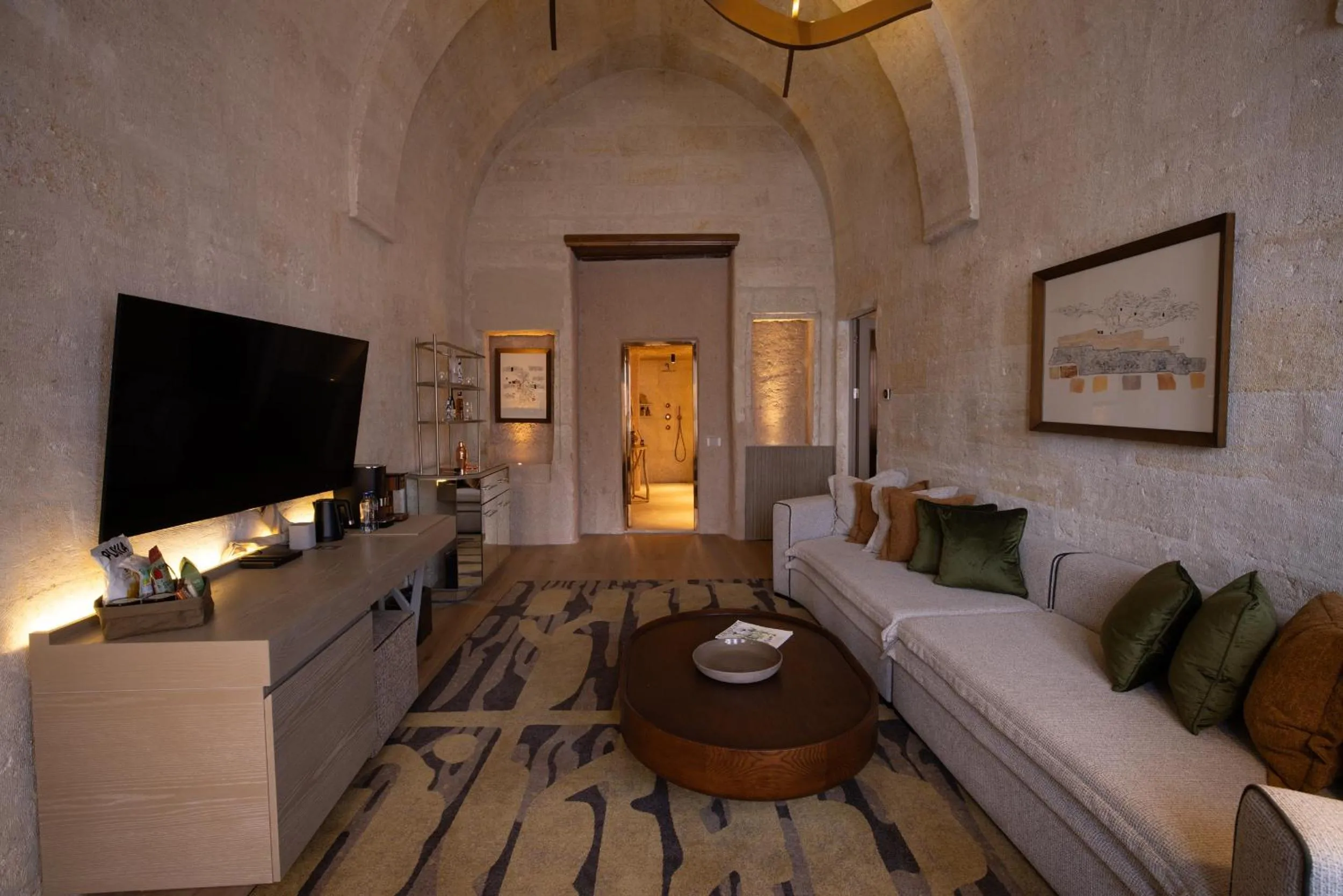 Living room in Avantgarde Refined Caves Of Cappadocia