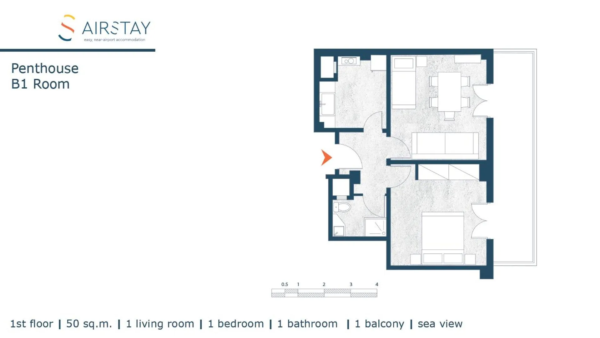 Floor plan in Penthouse & apartments by the Sea airport Airstay