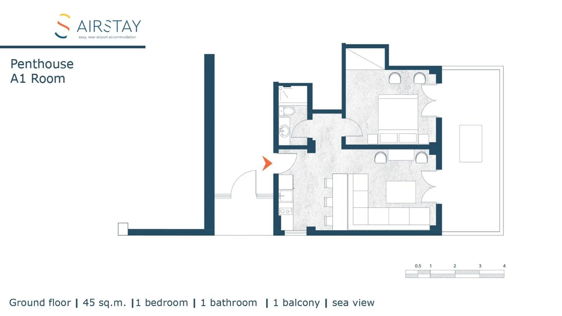 Floor plan in Penthouse & apartments by the Sea airport Airstay