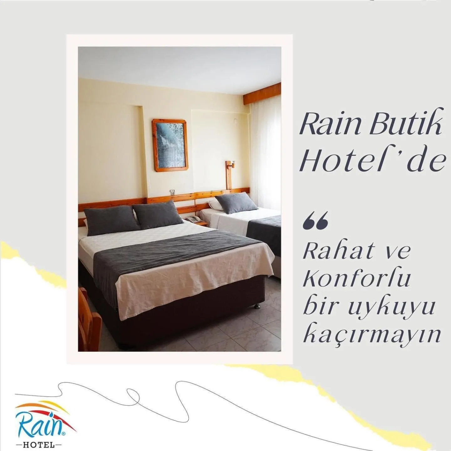Bed in Rain Hotel