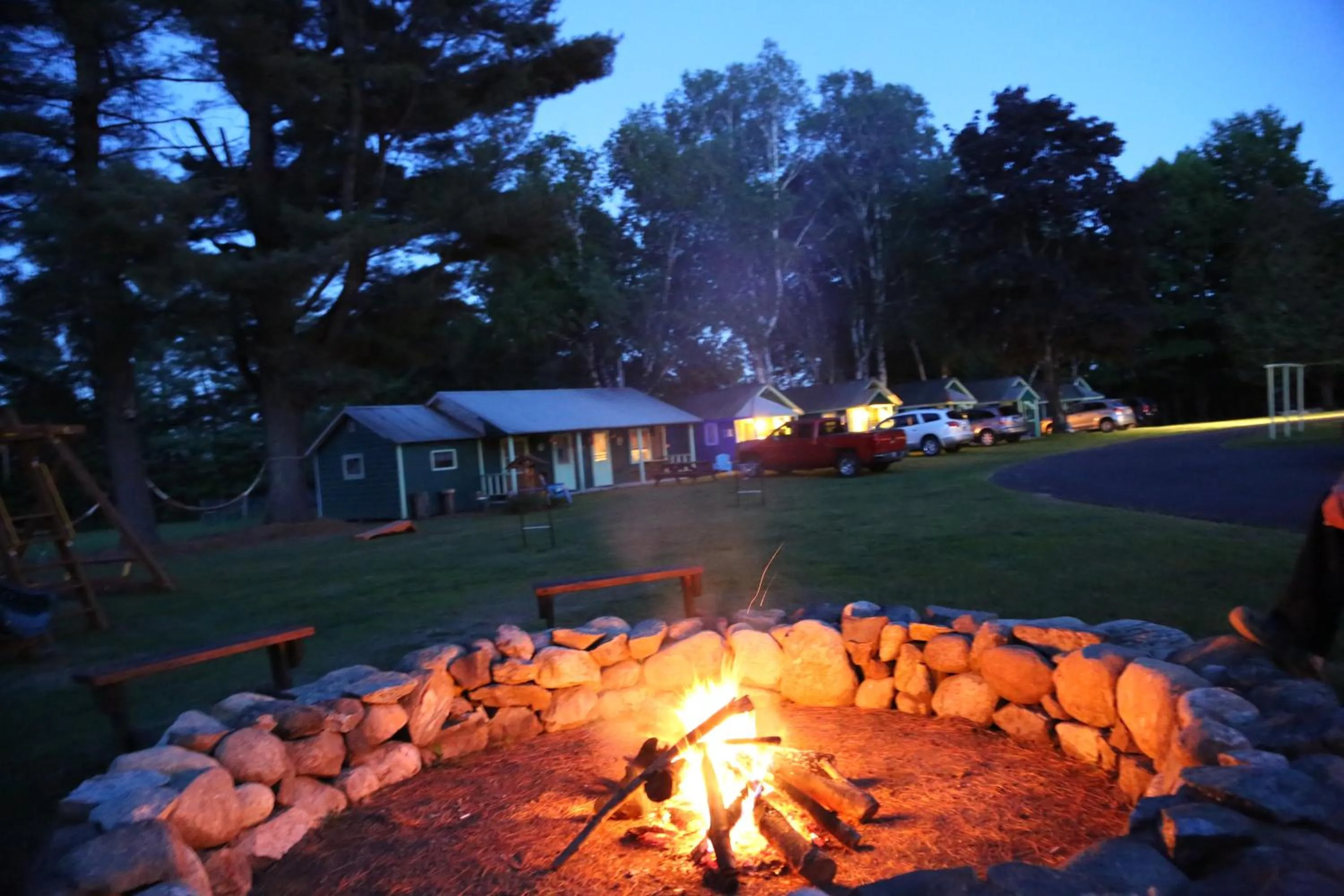 Night in Rowe's Adirondack Cabins of Schroon Lake