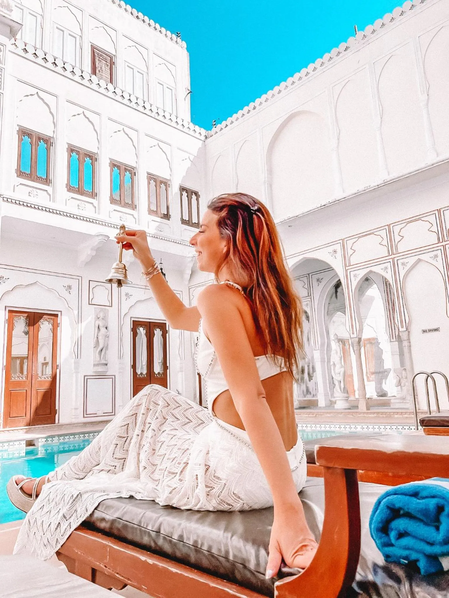 Pool view in The Raj Palace (Small Luxury Hotels of the World)