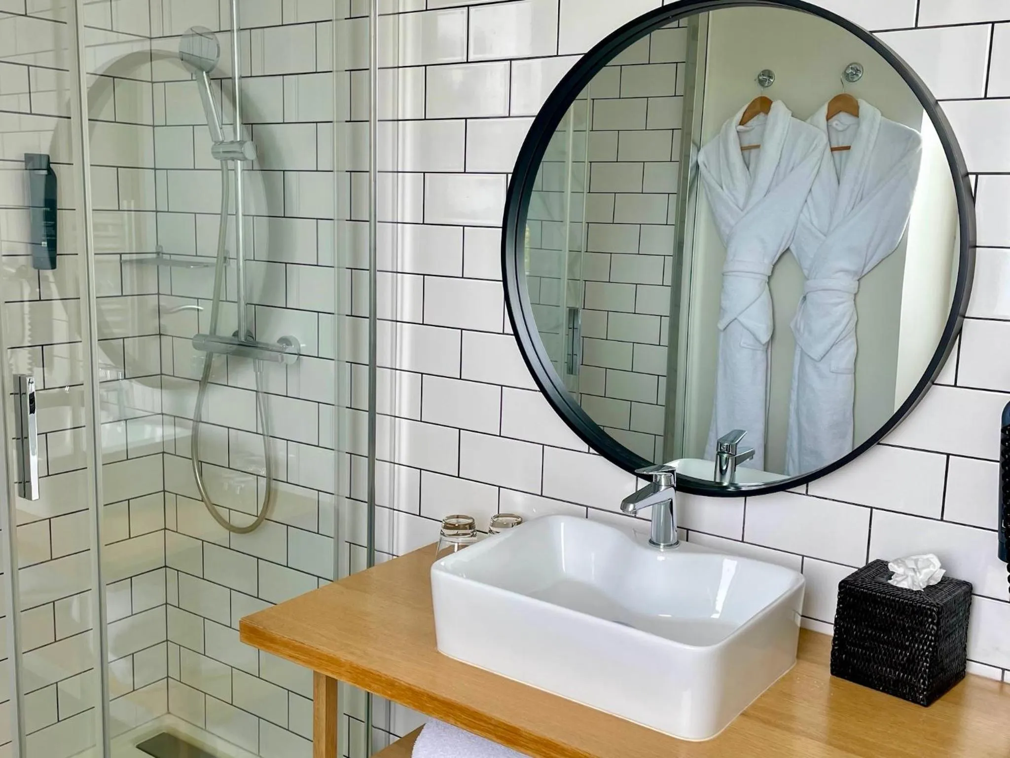 Shower in Hôtel Les Costans, The Originals Relais