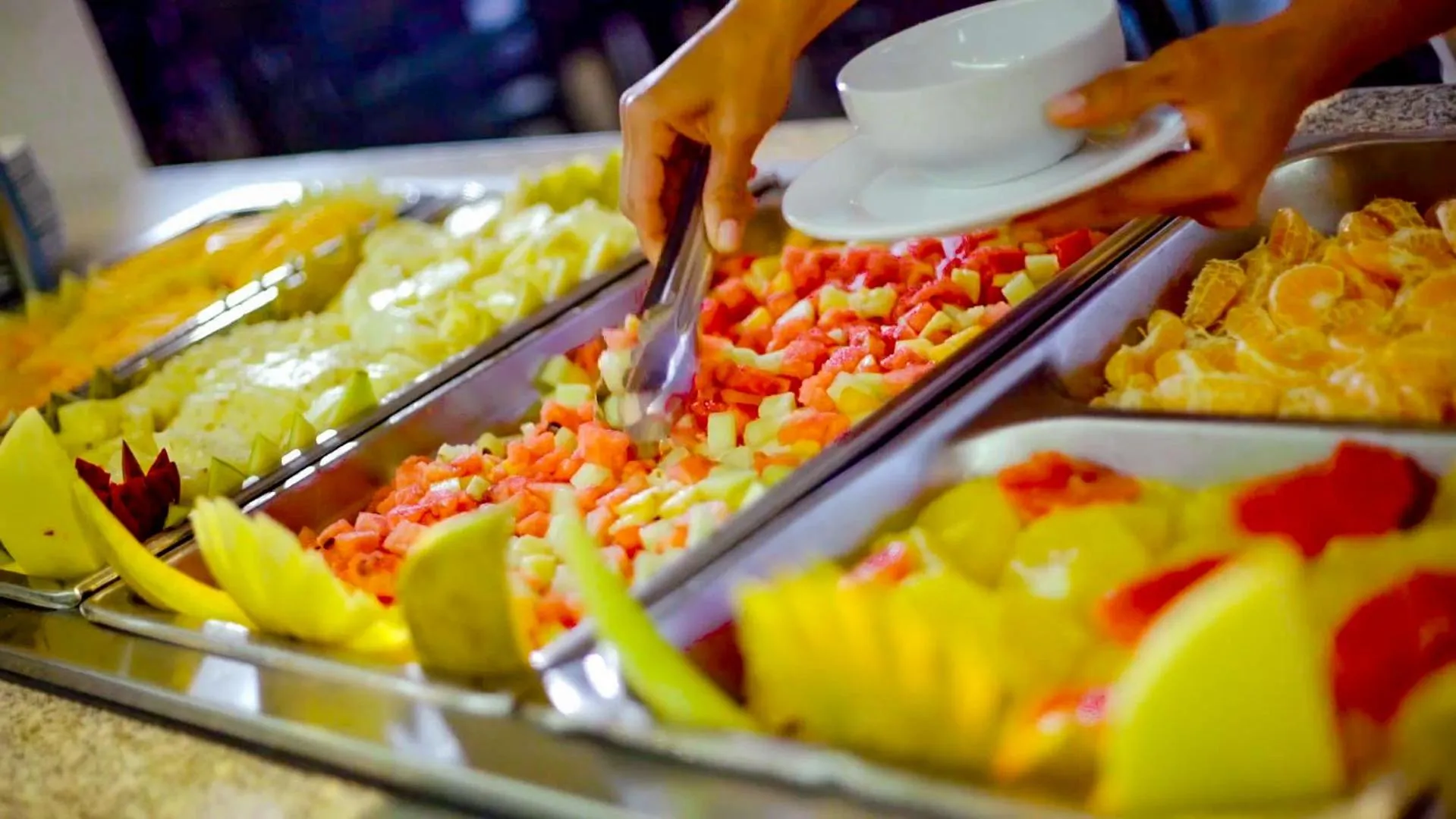 Buffet breakfast in Plaza Pelicanos Club Beach Resort All Inclusive