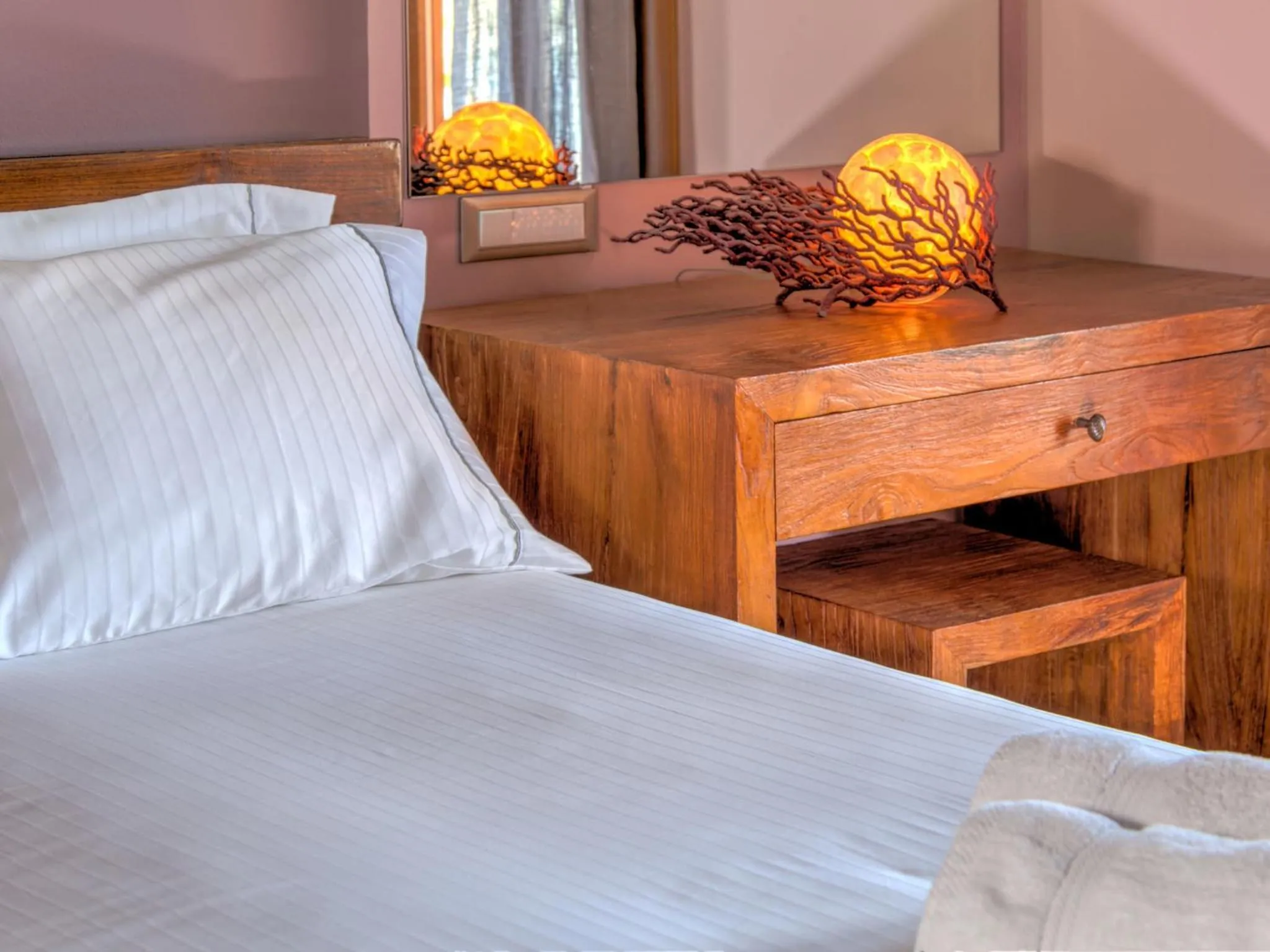 Decorative detail, Bed in Fiscardo Bay Hotel