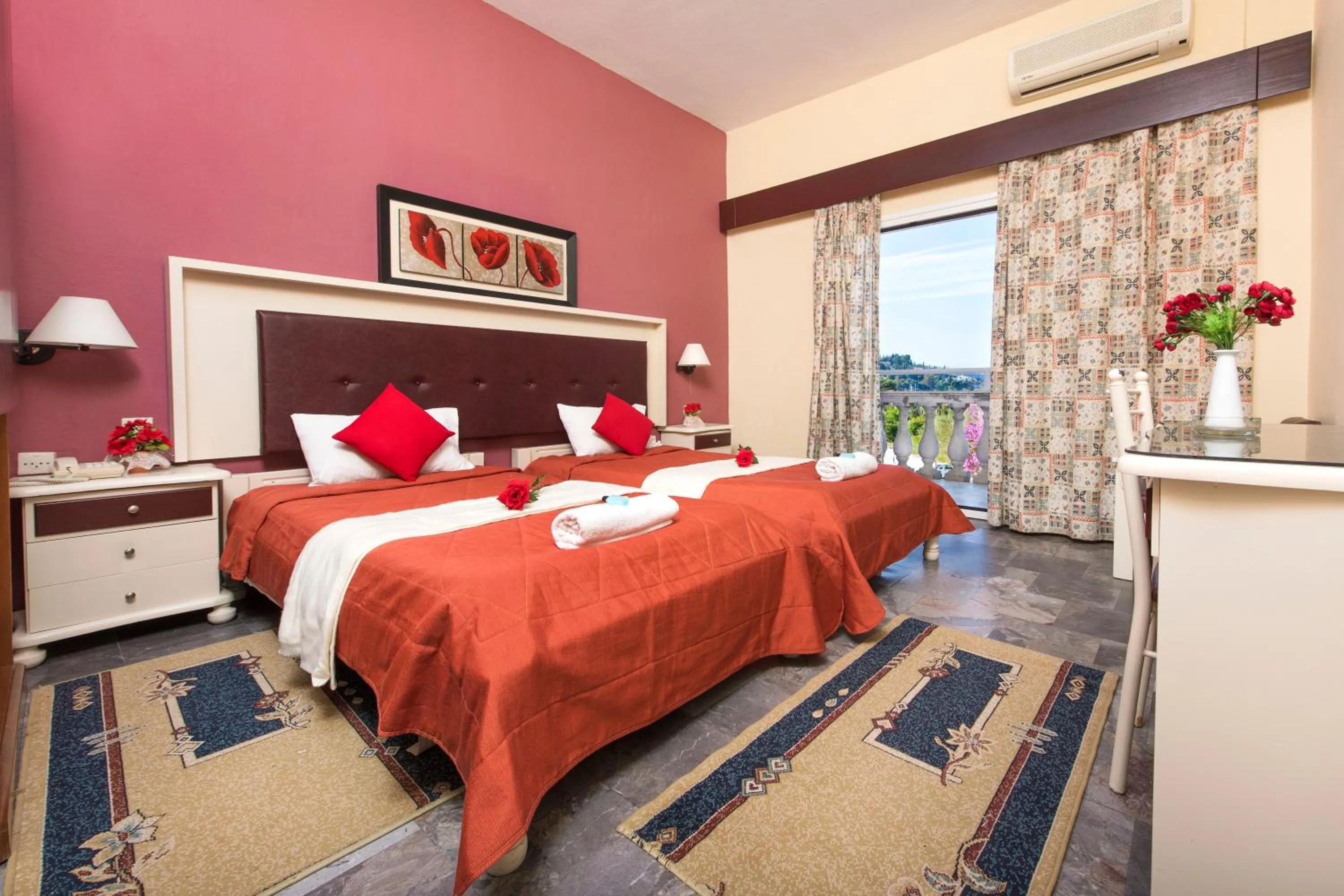 Shower, Bed in Potamaki Beach Hotel