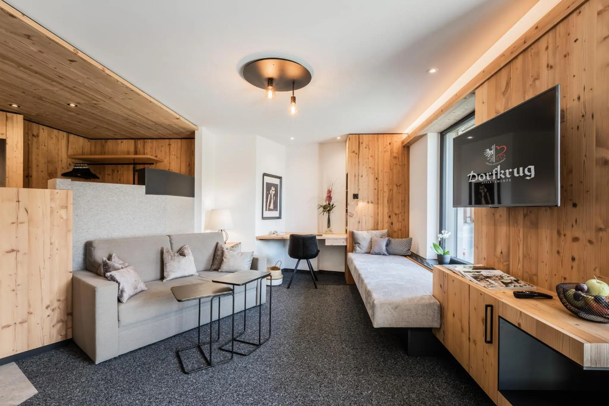 Kitchen or kitchenette, Bed in s'Hoamatl Dorfkrug Appartements