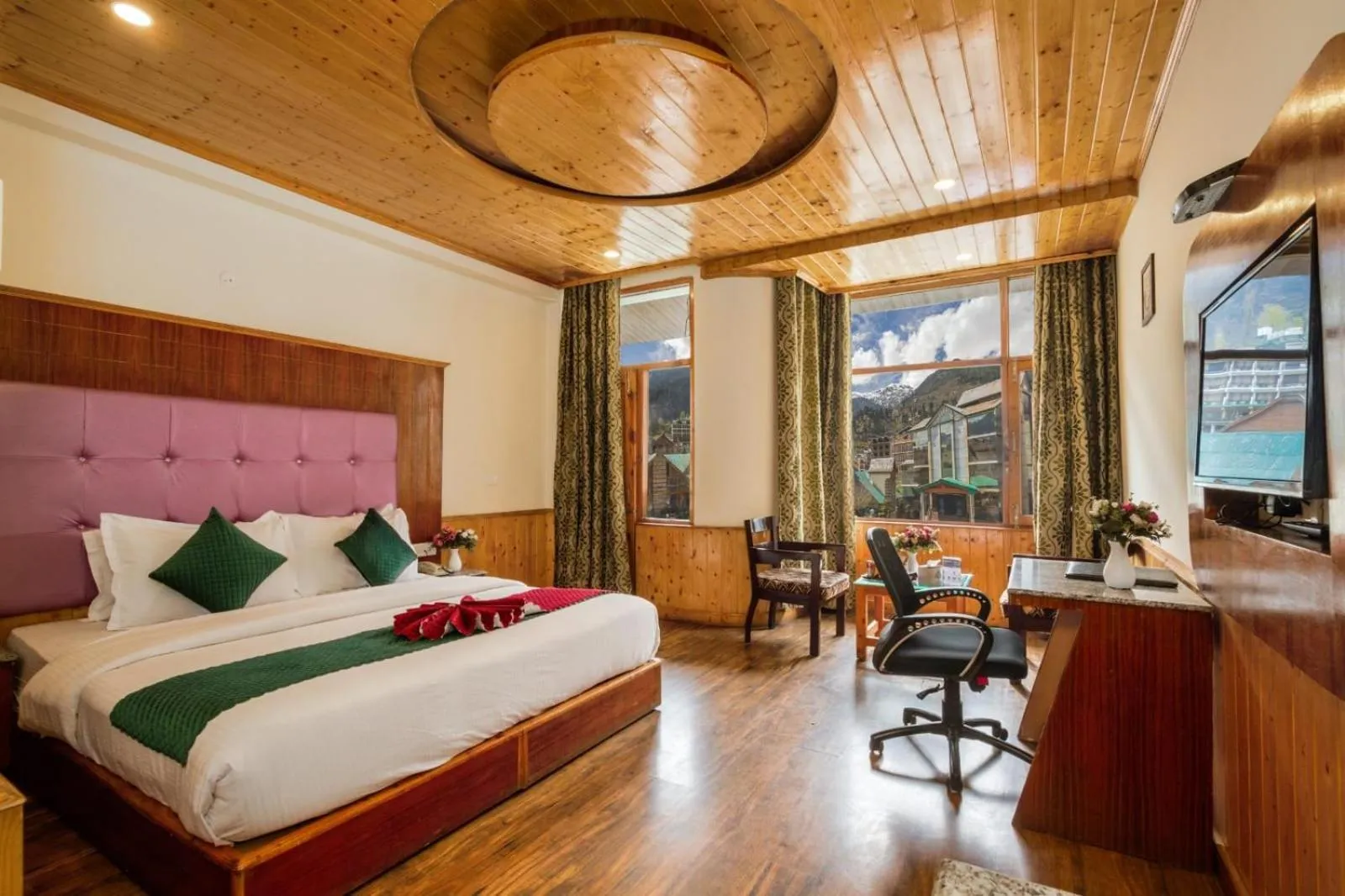 Photo of the whole room, Bed in Sarthak Regency by M K Hospitality,Rangri, Manali,HP,Just 1 kms from Volvo parking