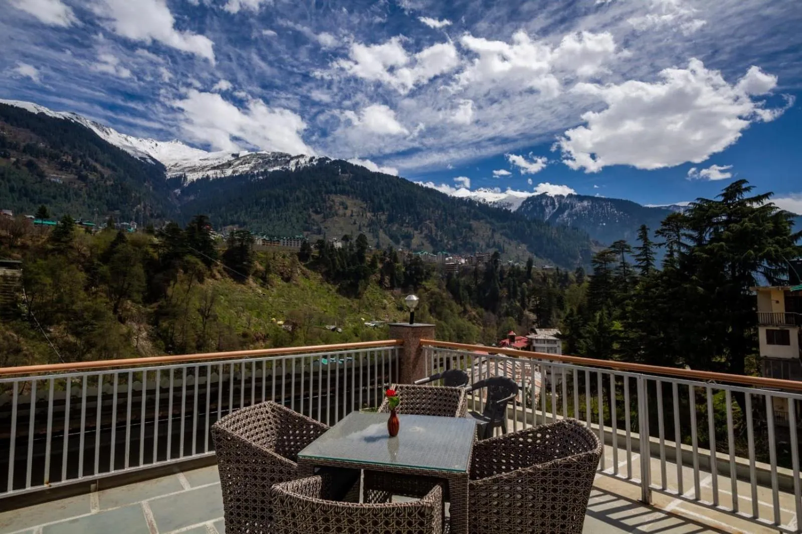 Balcony/Terrace in Sarthak Regency by M K Hospitality,Rangri, Manali,HP,Just 1 kms from Volvo parking