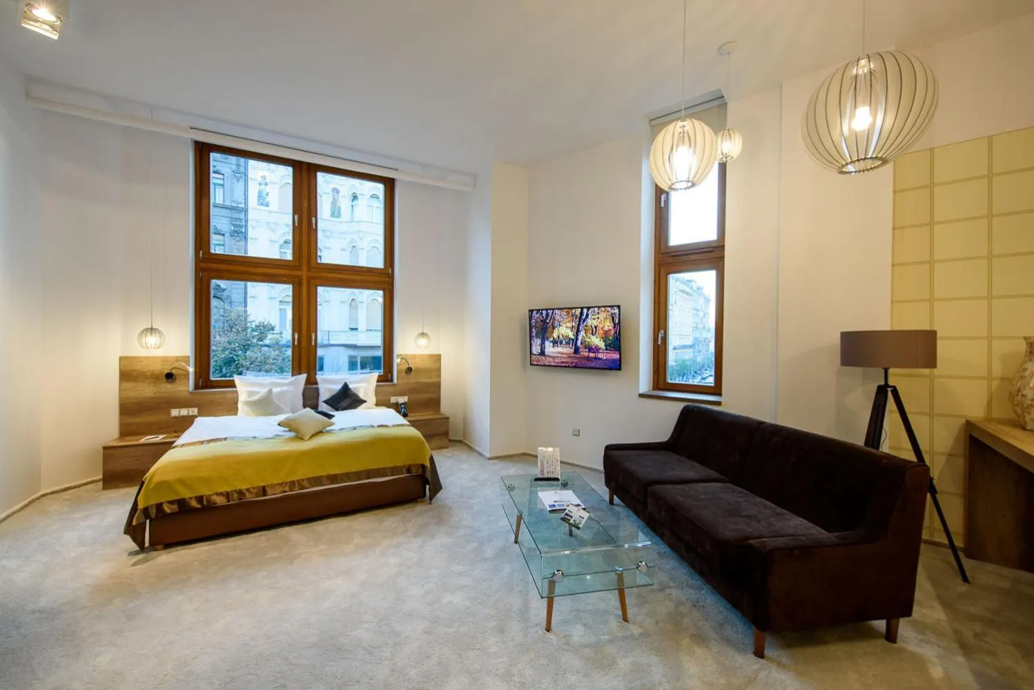 Living room, Bed in Karoly Corner Residences