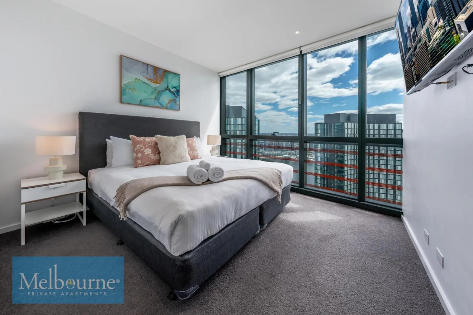 Bedroom, Bed in Melbourne Private Apartments - Collins Street Waterfront, Docklands