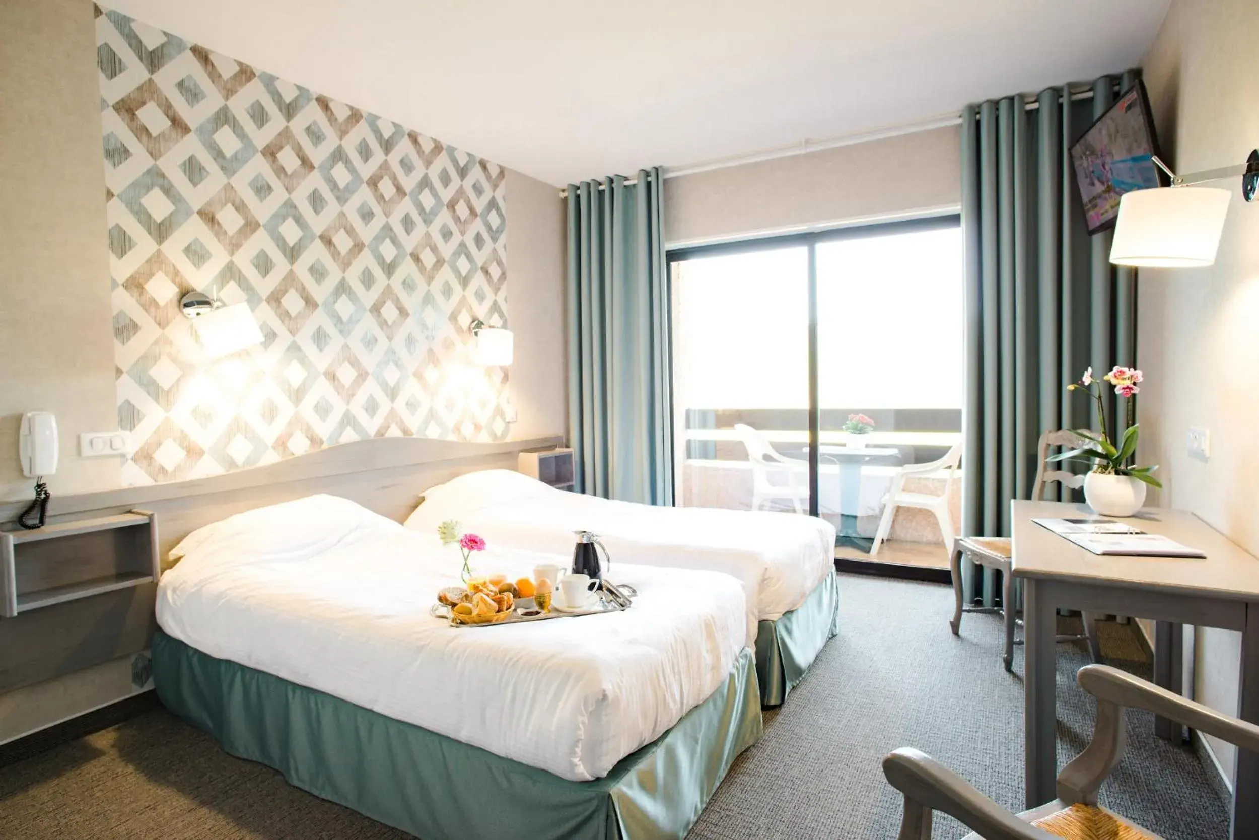 Double or Twin Room with Garden View in Logis Hotel Restaurant La Porte des Cévennes Double or Twin Room with Garden View in Logis Hotel Restaurant La Porte des Cévennes