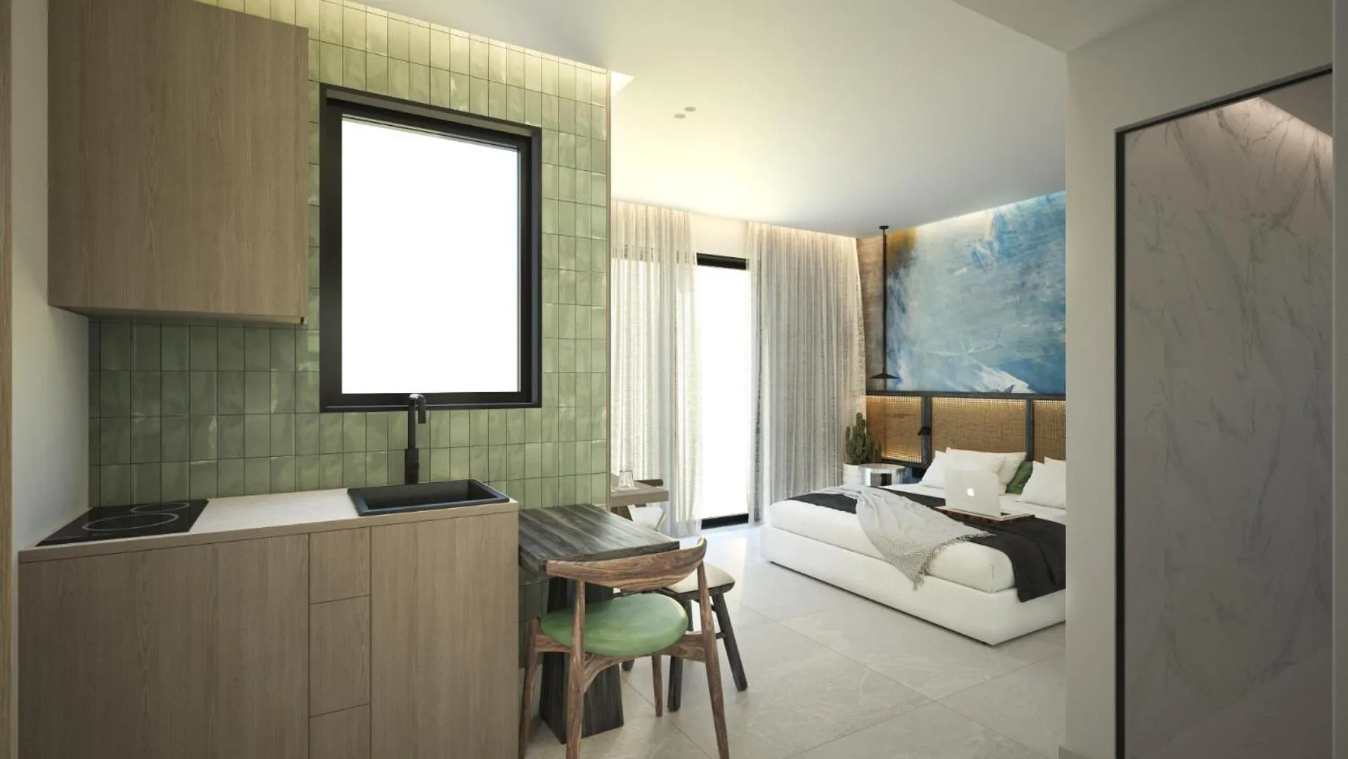 Bed in Leonidas Hotel & Apartments