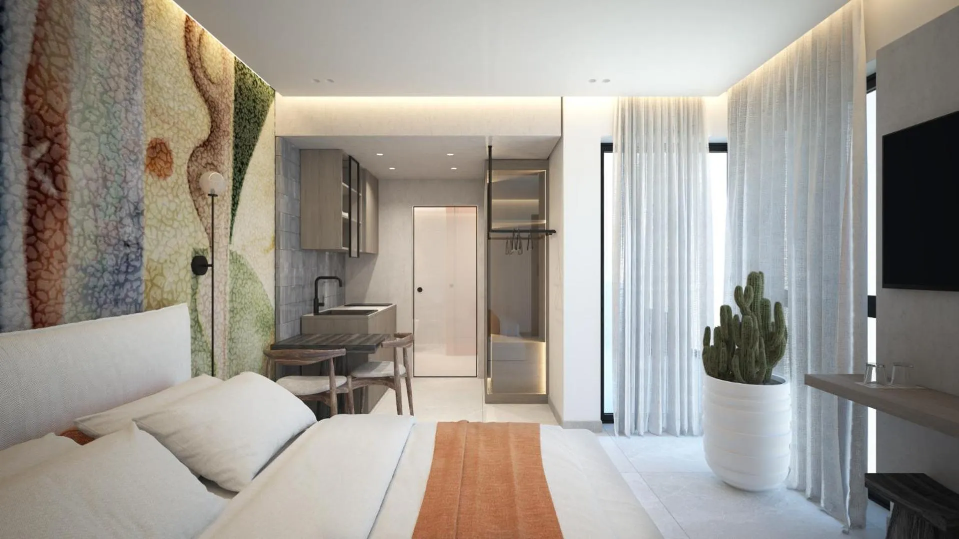 Bed in Leonidas Hotel & Apartments